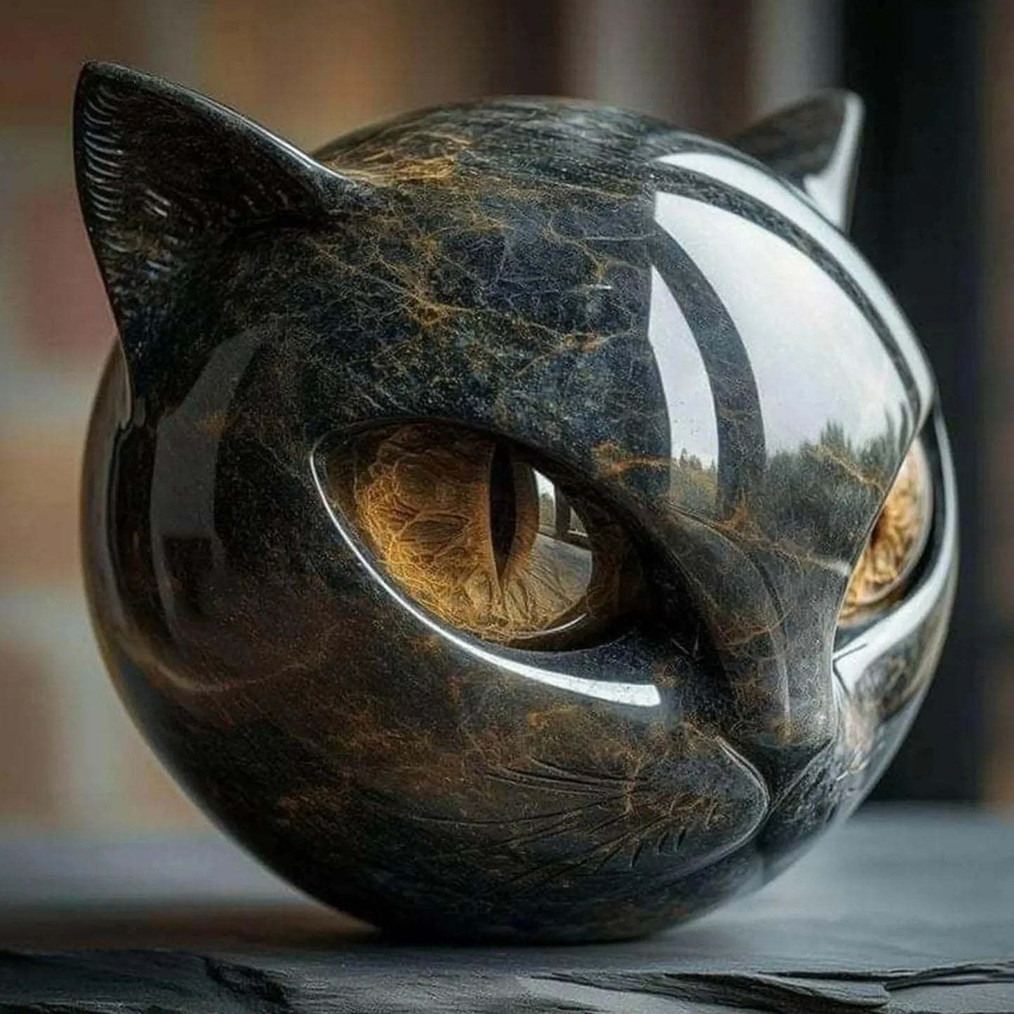 Resin Cat Stone Figurine Keepsake For Desk Decor And Gift