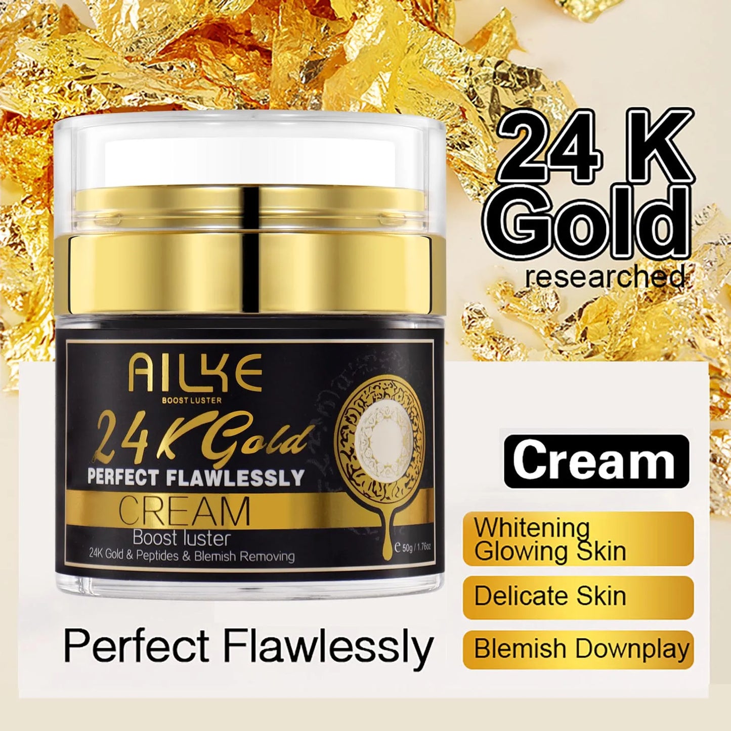 AILKE 24K Gold Collagen Cream Whitening Facial Anti Aging Set