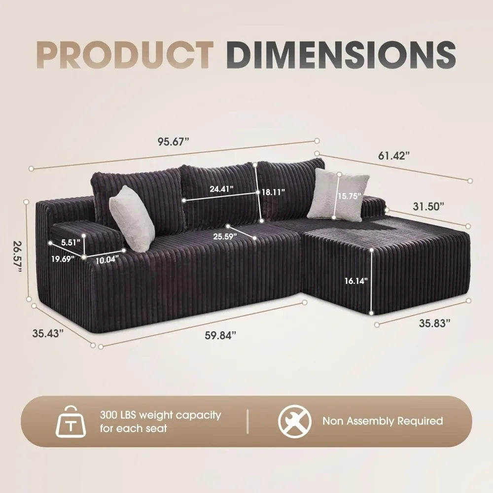 Cloud Modular Sectional Sofa L Shape Memory Foam Chaise