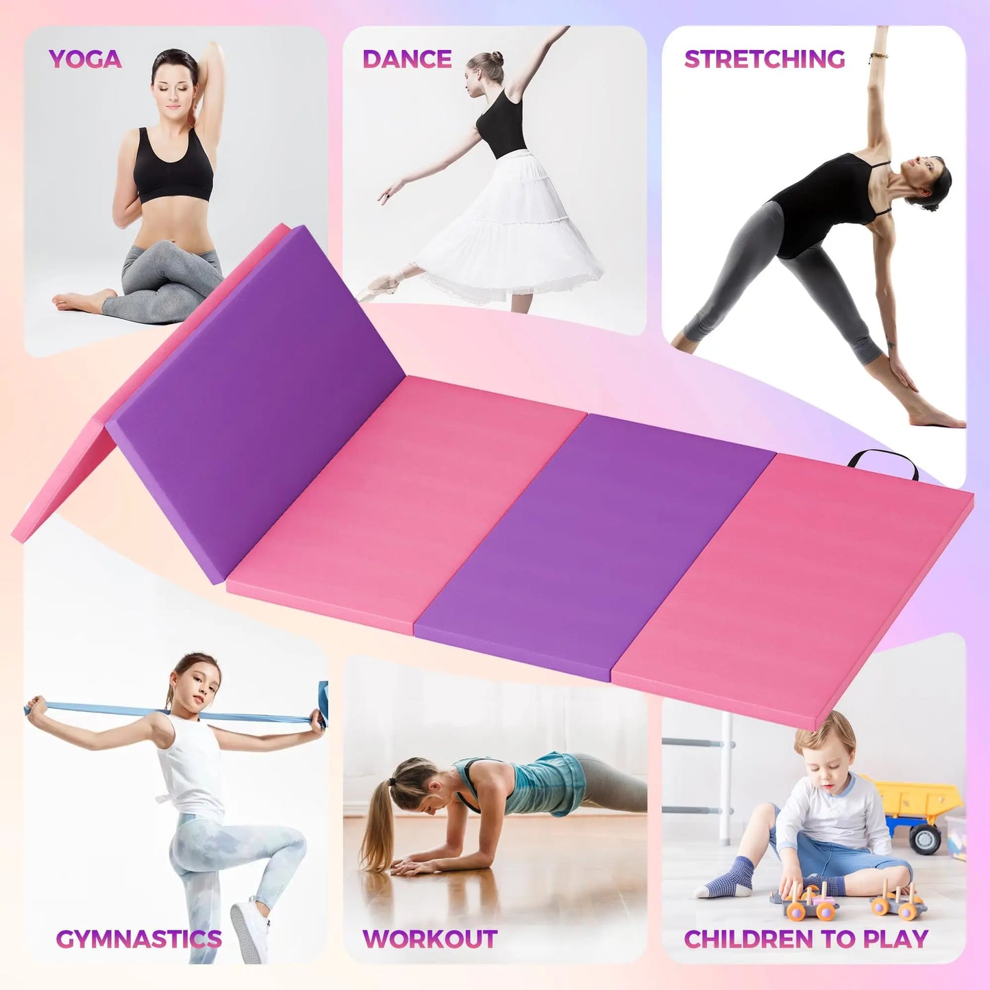 HiMISS Gymnastics Mat Fourfold And Fivefold Tumbling Mats Foam Core