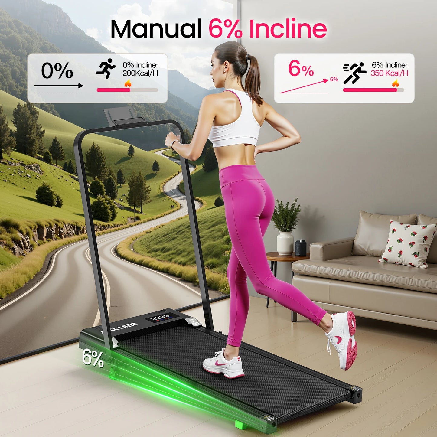 Akluer Walking Pad Treadmill Portable Under Desk 2.5HP Remote Control