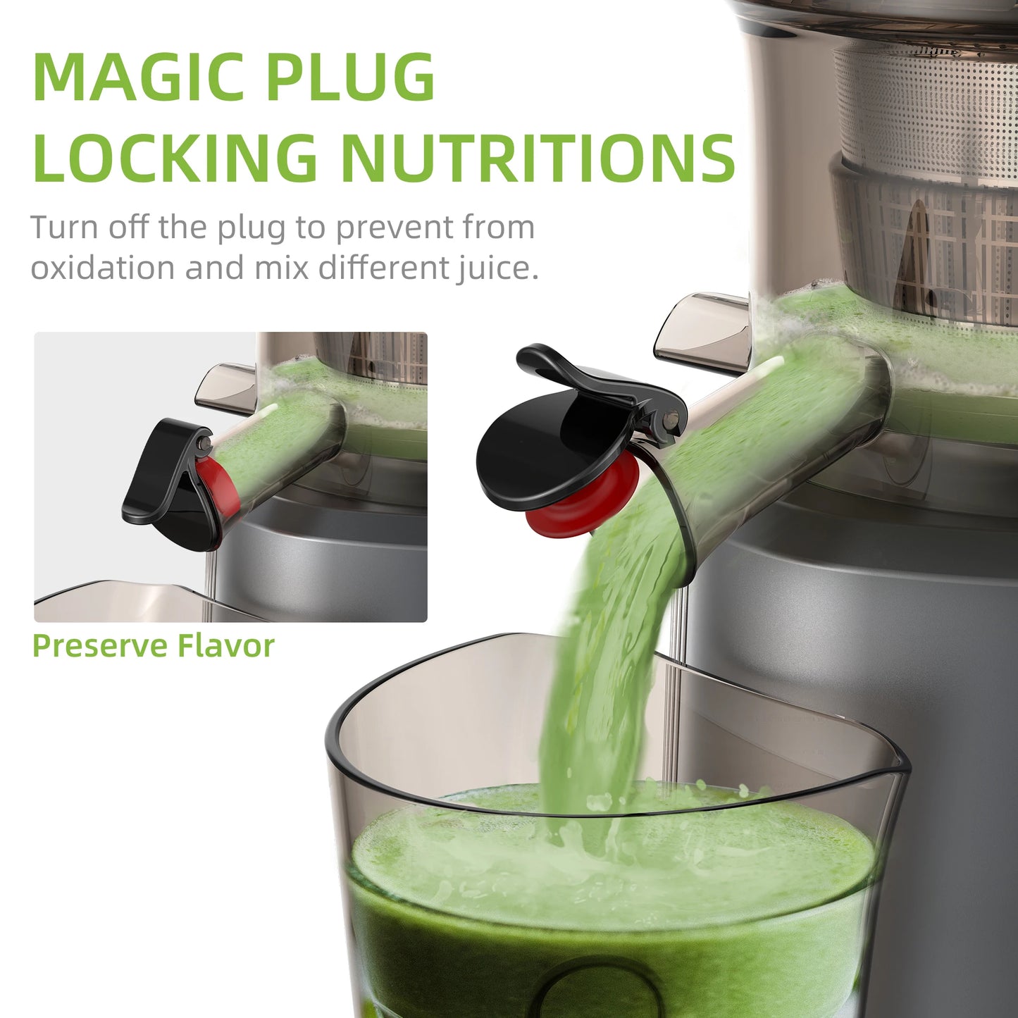 Biolomix Cold Press Juicer 75mm Feed Chute 200W Slow Masticating