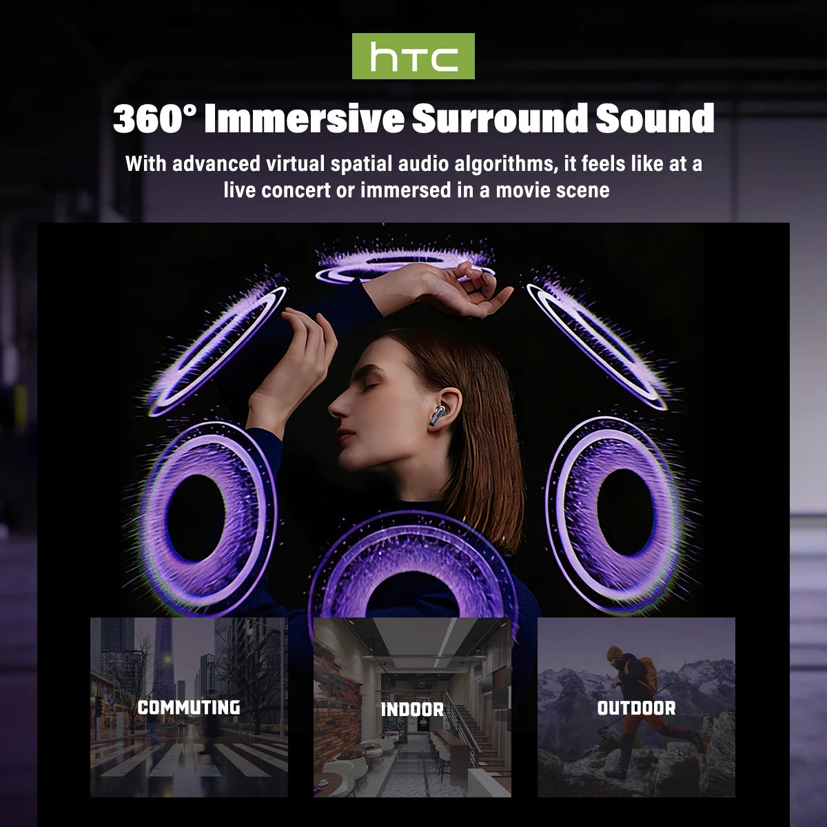 HTC NE70 Wireless Bluetooth Earphones With AI Translator Feature