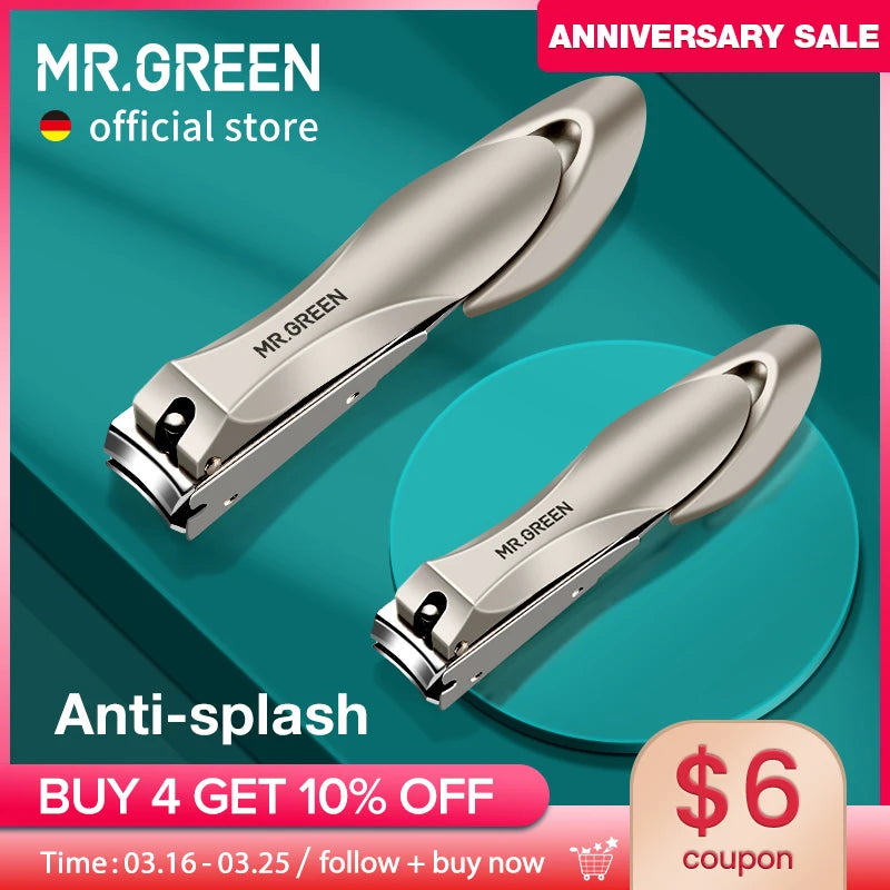 MR.GREEN Stainless Steel Nail Clippers Anti Splash Fingernail Cutter