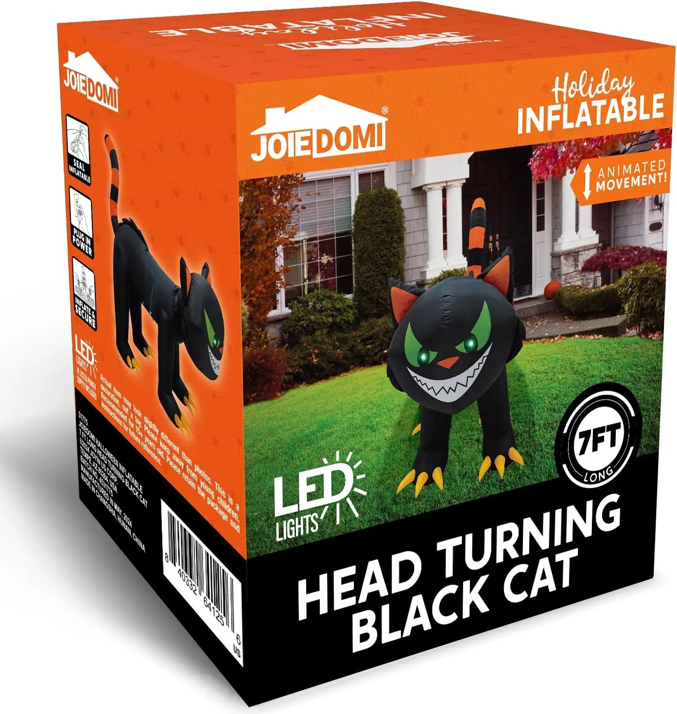 Joyfy Halloween Cat Inflatables Outdoor Decoration With Moving Head Lights