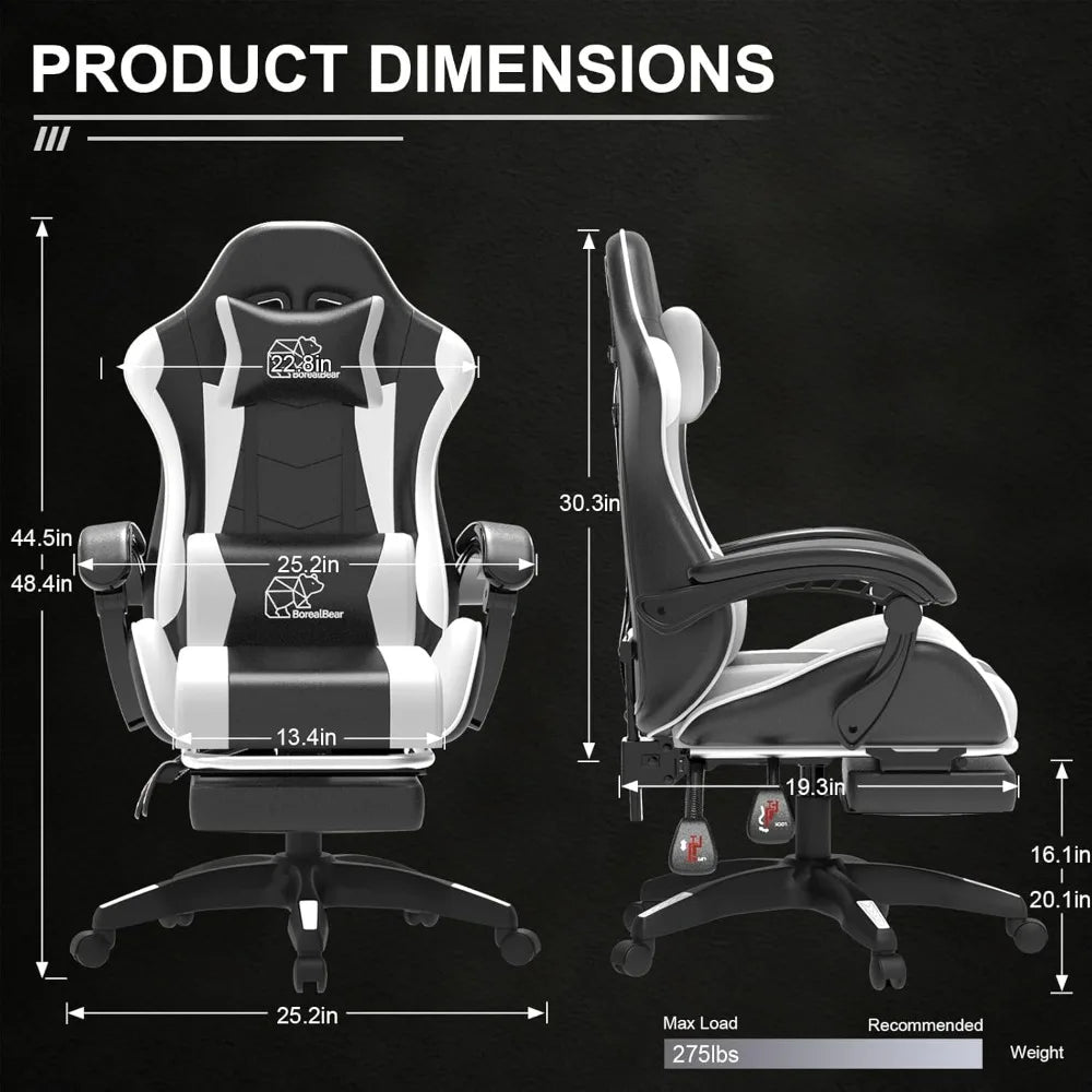 Computer Gaming Chair Ergonomic Leather Office Chair With Foot Rest