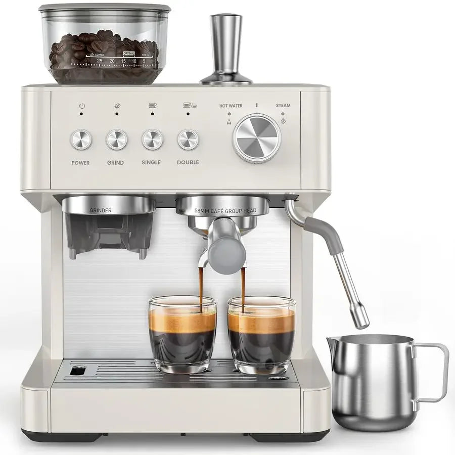 XMSJ 20 Bar Espresso Machine With AntiClog Grinder And Frother