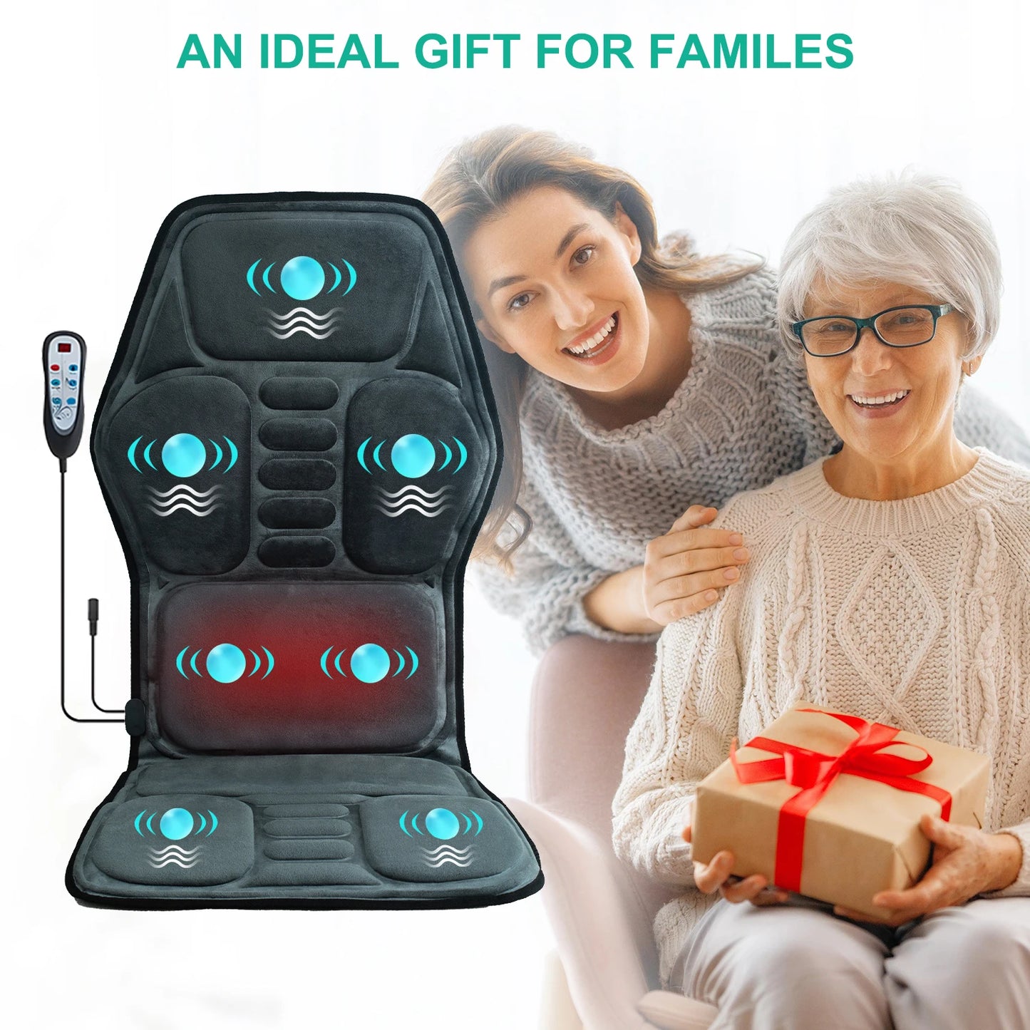 HOMEMASSA Vibration Back Massager Seat Cushion with Heat
