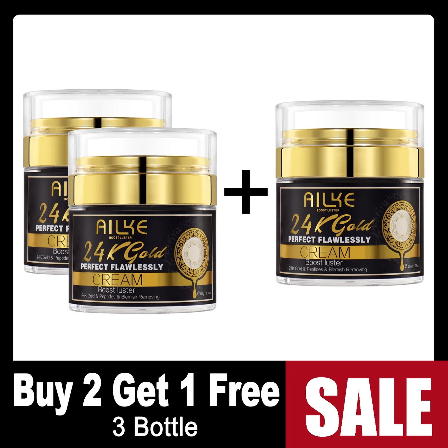 AILKE 24K Gold Collagen Cream Whitening Facial Anti Aging Set