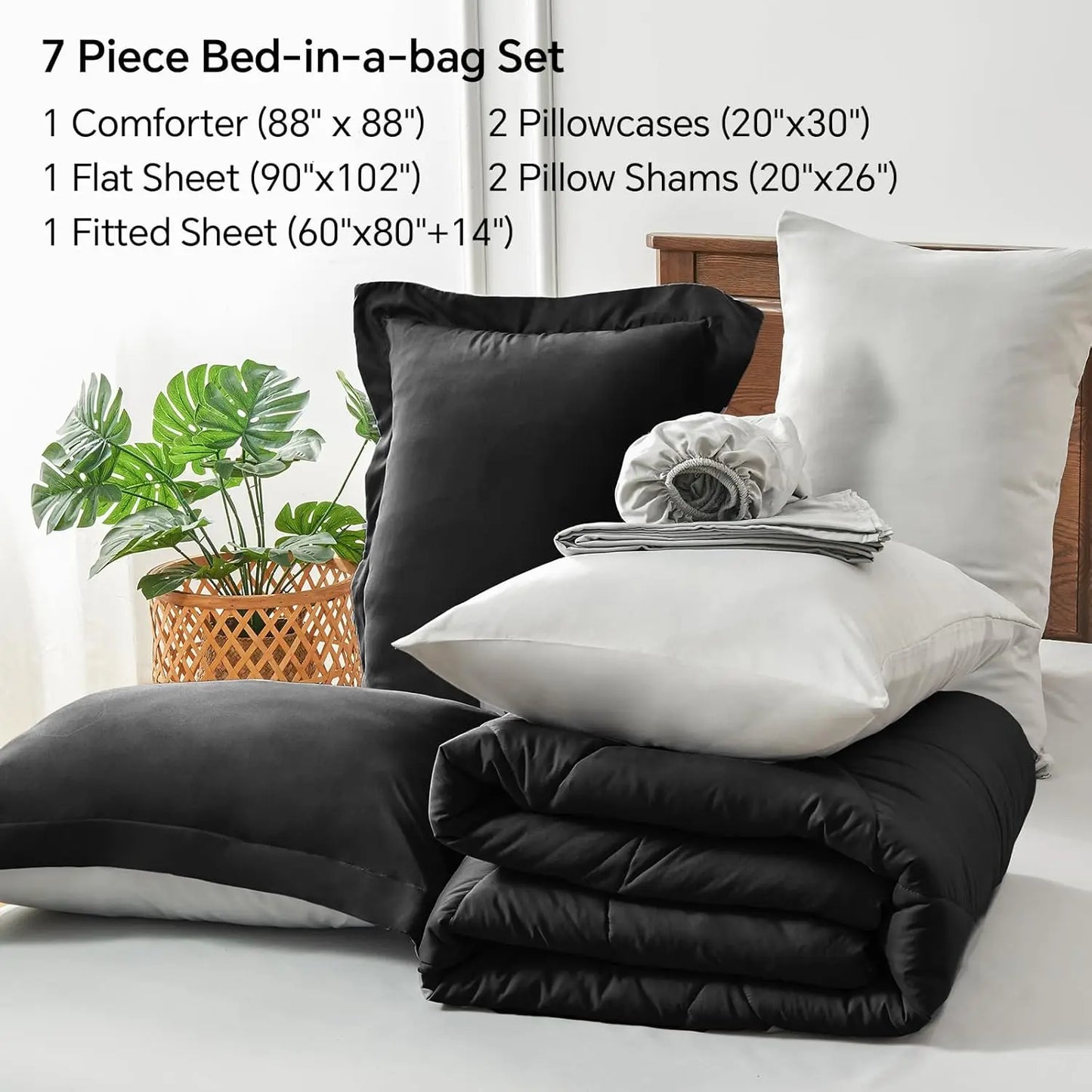Queen Comforter Set Bed In A Bag Microfiber Reversible Bedding