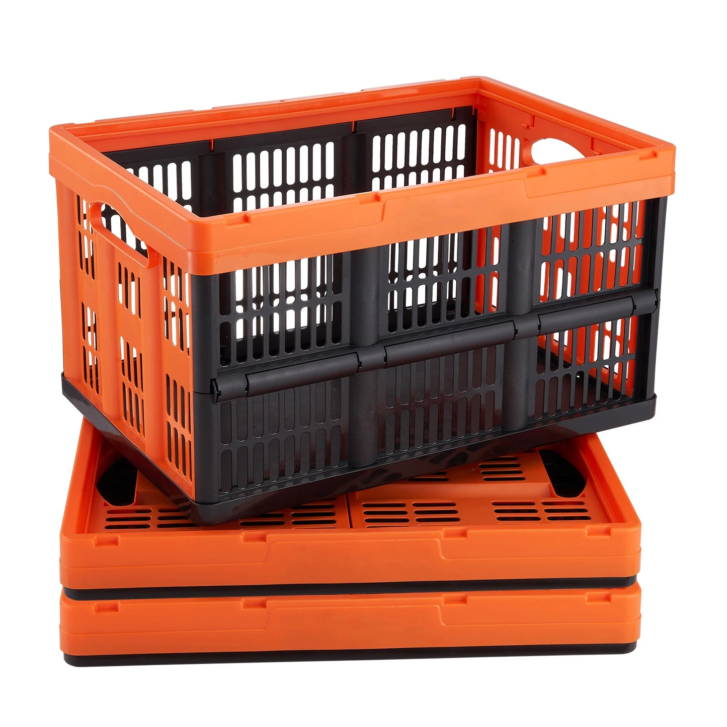 SucceBuy Collapsible Storage Baskets With Handles Stackable Bins
