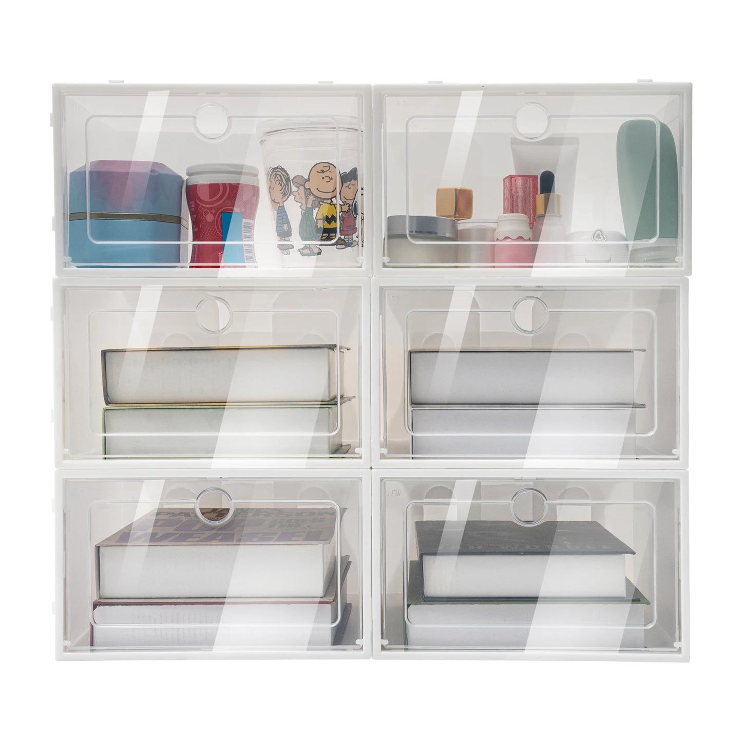 Bymaocar Stackable Shoe Boxes 24 Pack Large Plastic Organizer