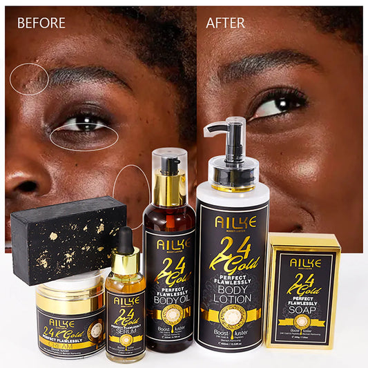AILKE 24K Gold Collagen Cream Whitening Facial Anti Aging Set