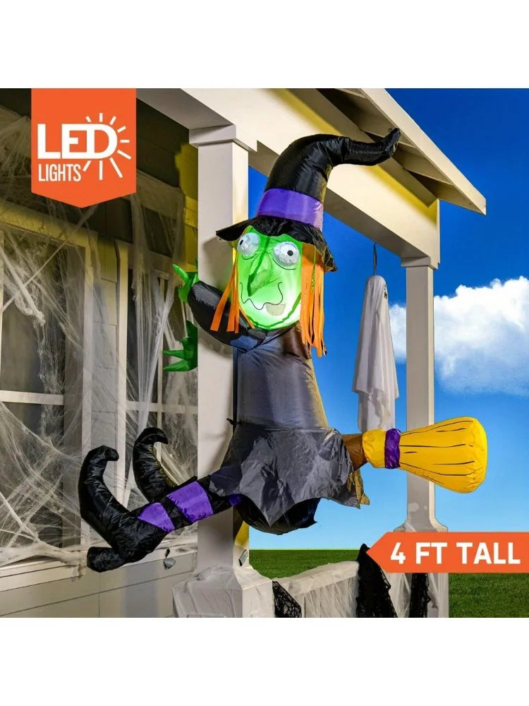 Halloween Inflatable Witch Decoration With Built In Led Outdoor Lights