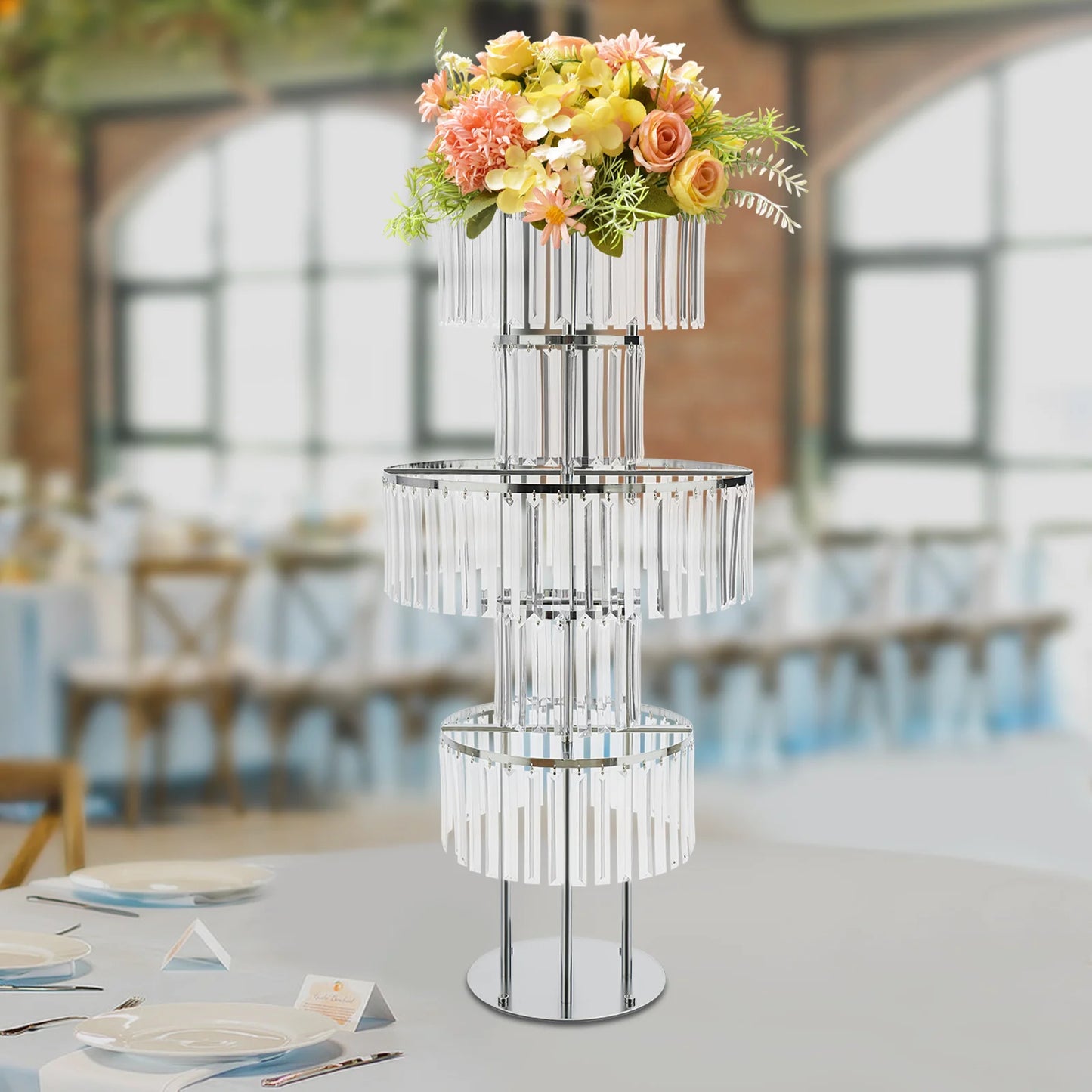 5 Tier Wedding Centerpiece Stand Acrylic Flower Vase With Hanging