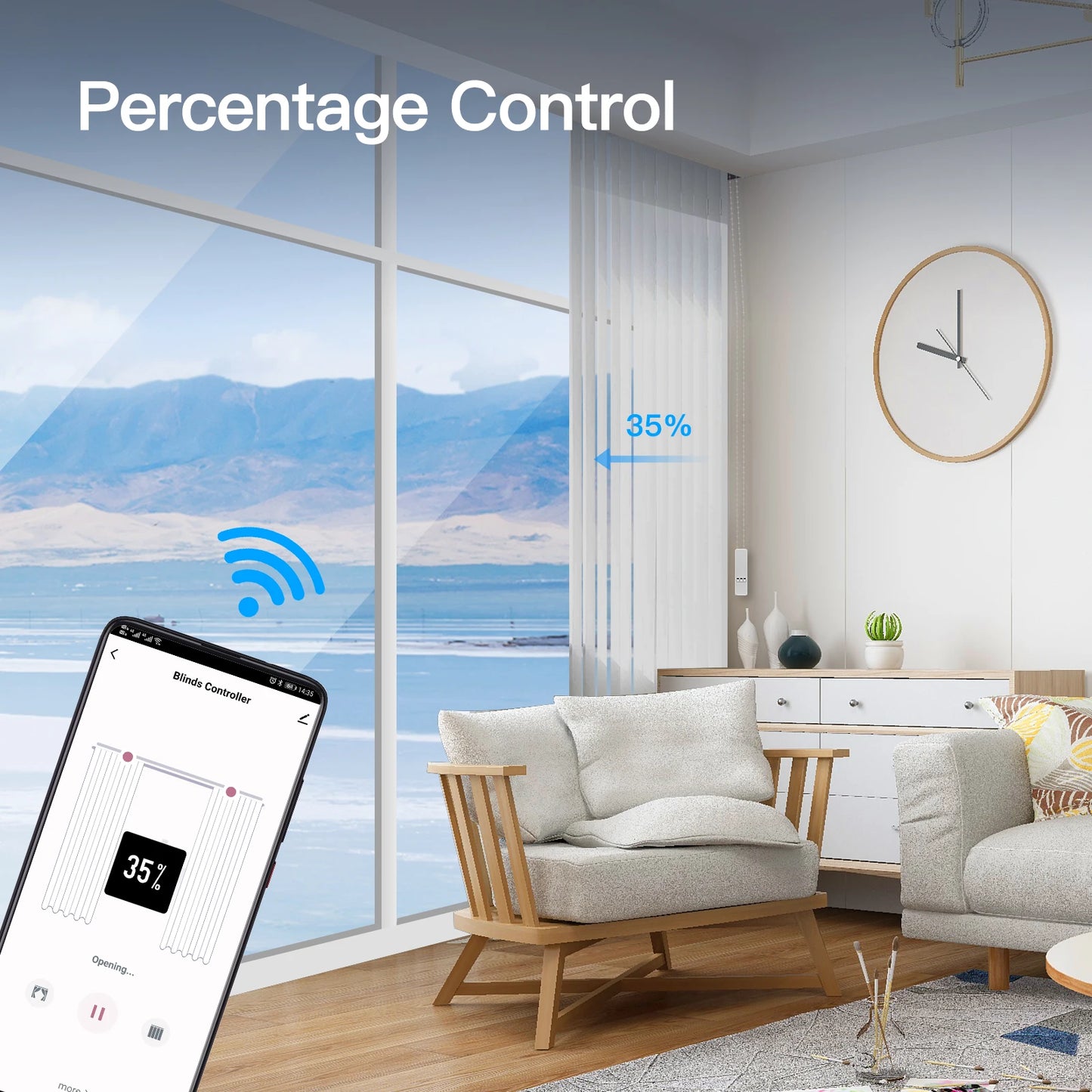 MOES Tuya WiFi Motorized Chain Roller Blinds Kit With RF Remote