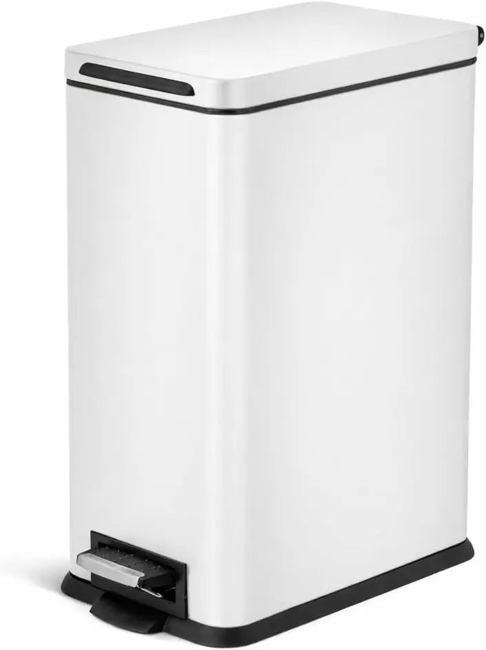 Slim Fit Kitchen Trash Can With Soft Close Pedal Lid