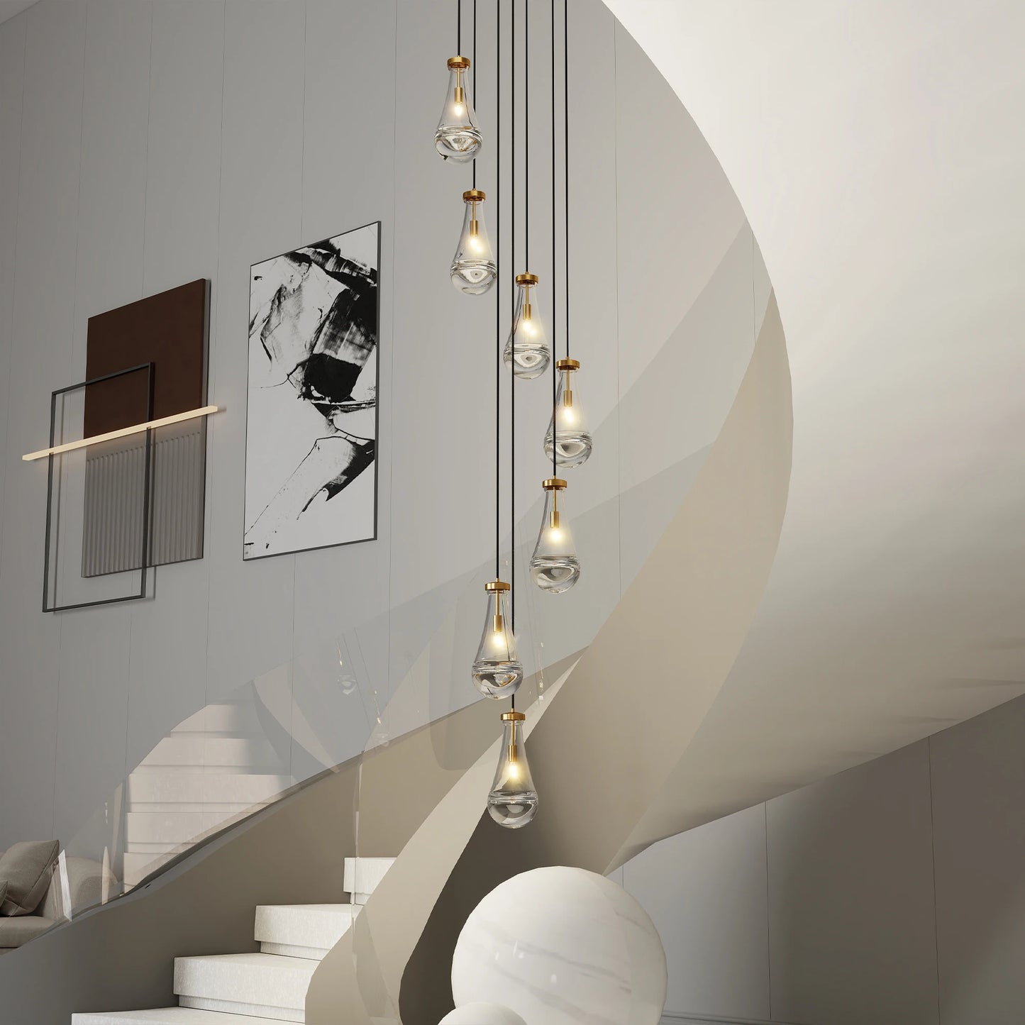 LONGREE 7 Light Pendant Chandelier With Adjustable Hanging Cord