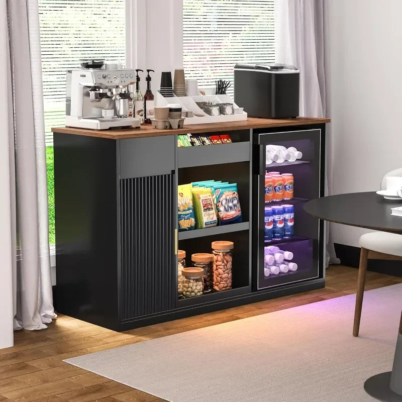 Snack Bar Cabinet With Fridge Space And Candy Display Shelf