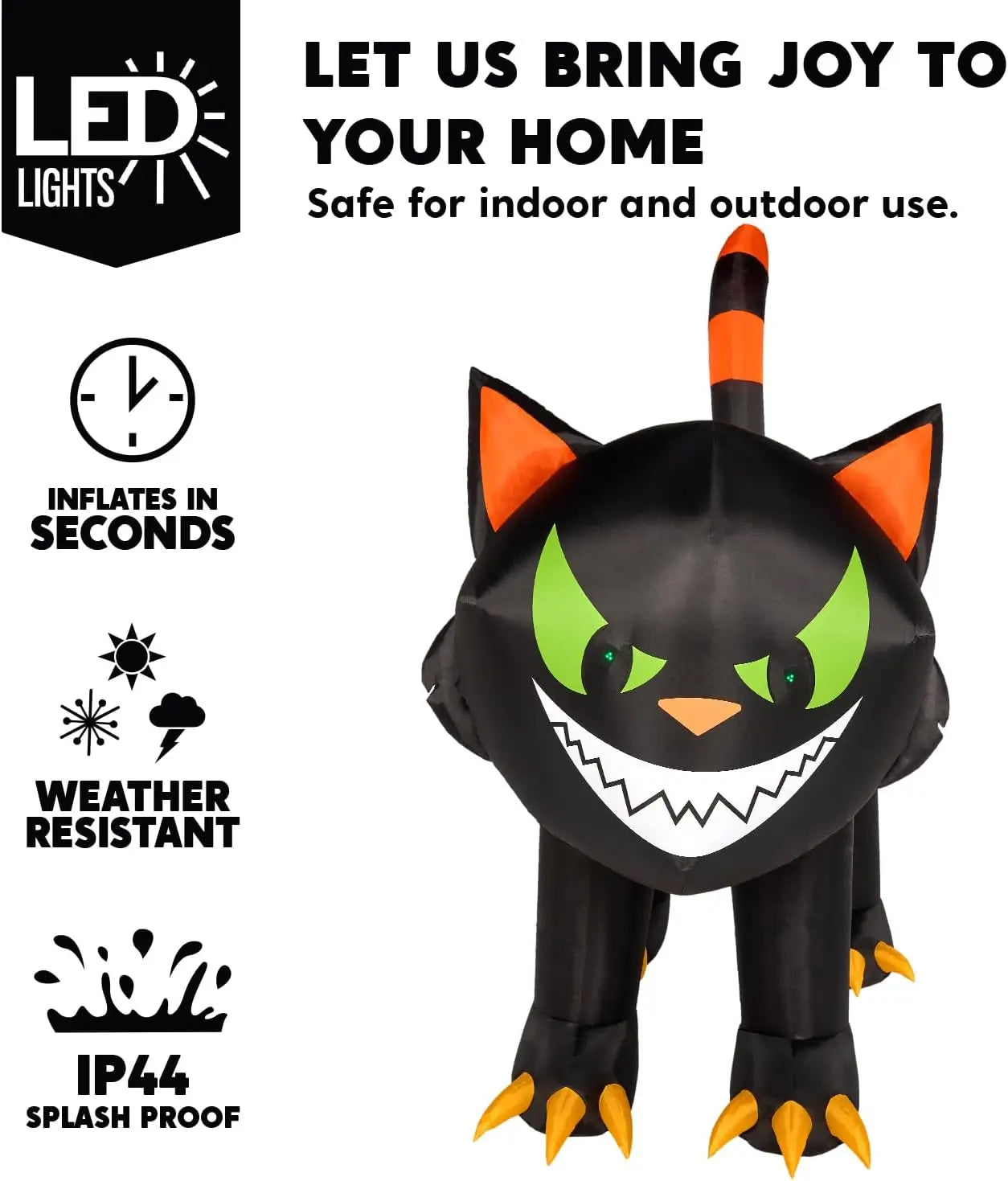 Joyfy Halloween Cat Inflatables Outdoor Decoration With Moving Head Lights