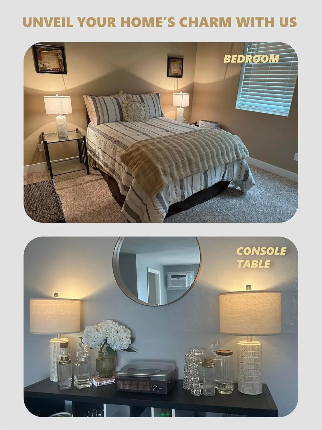 Ceramic Table Lamp Set of 2 for Living Room Illumination