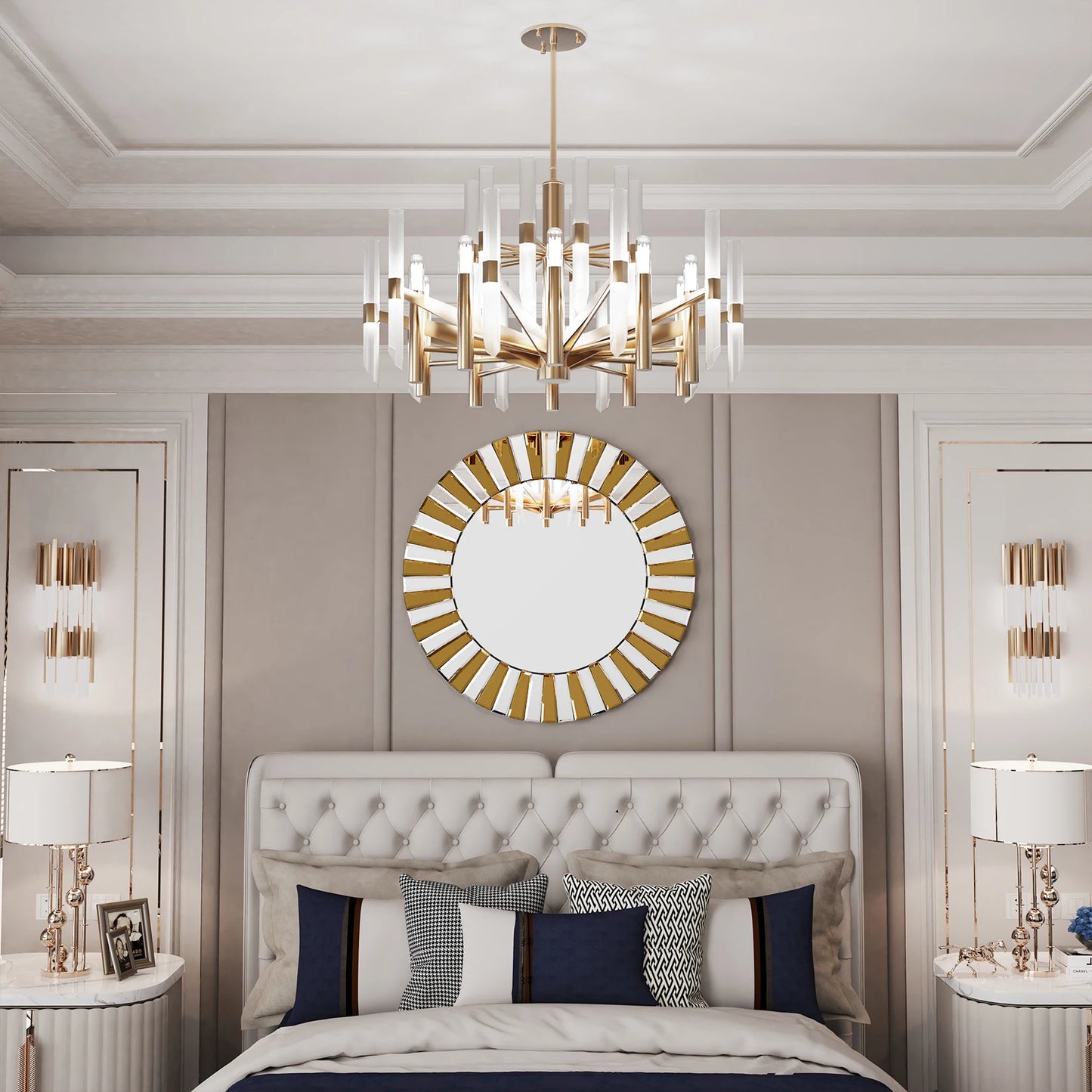 Round Starburst Wall Mirror Tawny Accent For Bathroom Living Room