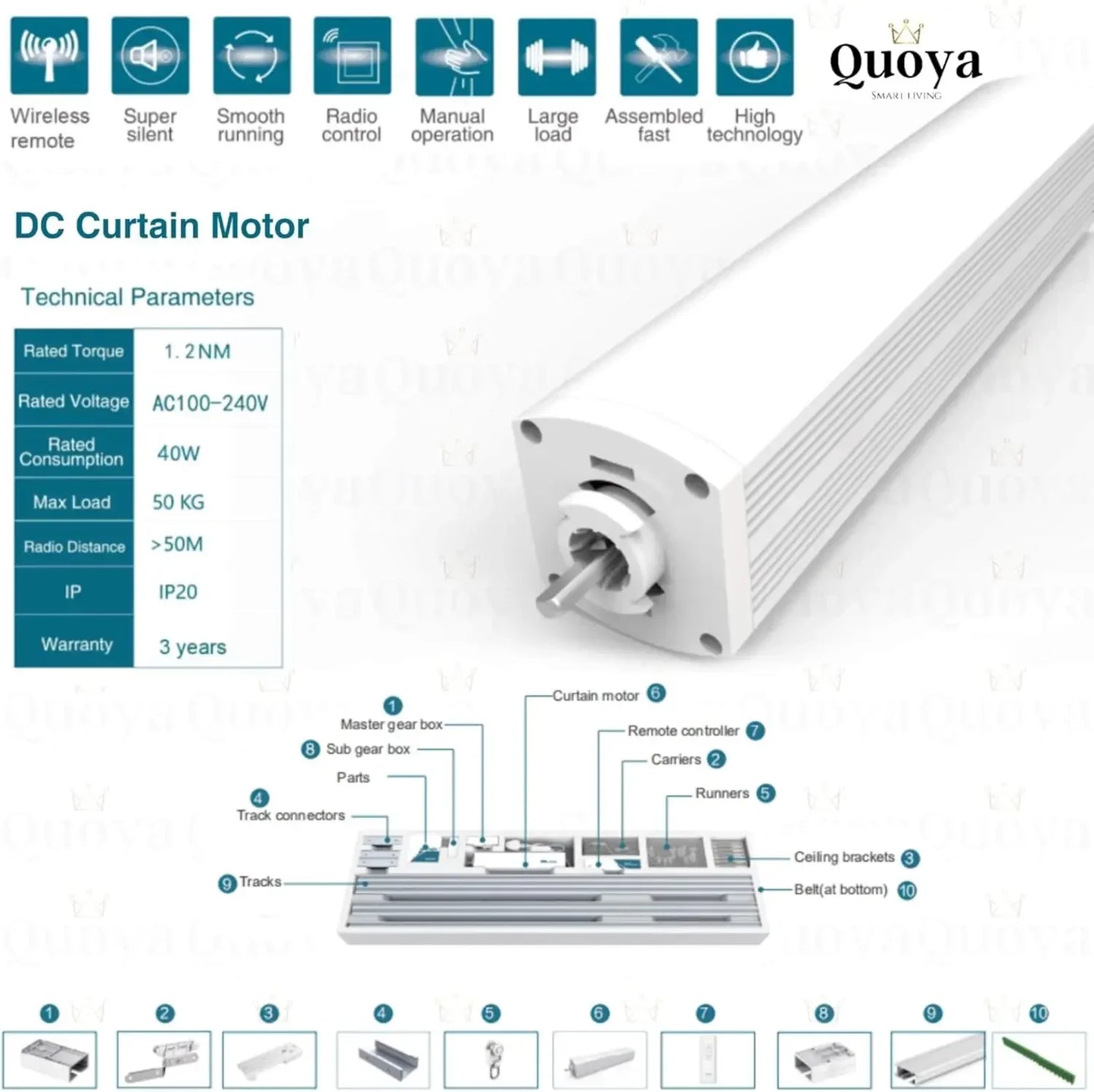 QL500 Smart Curtains System Electric Curtain Track With Automated Rail