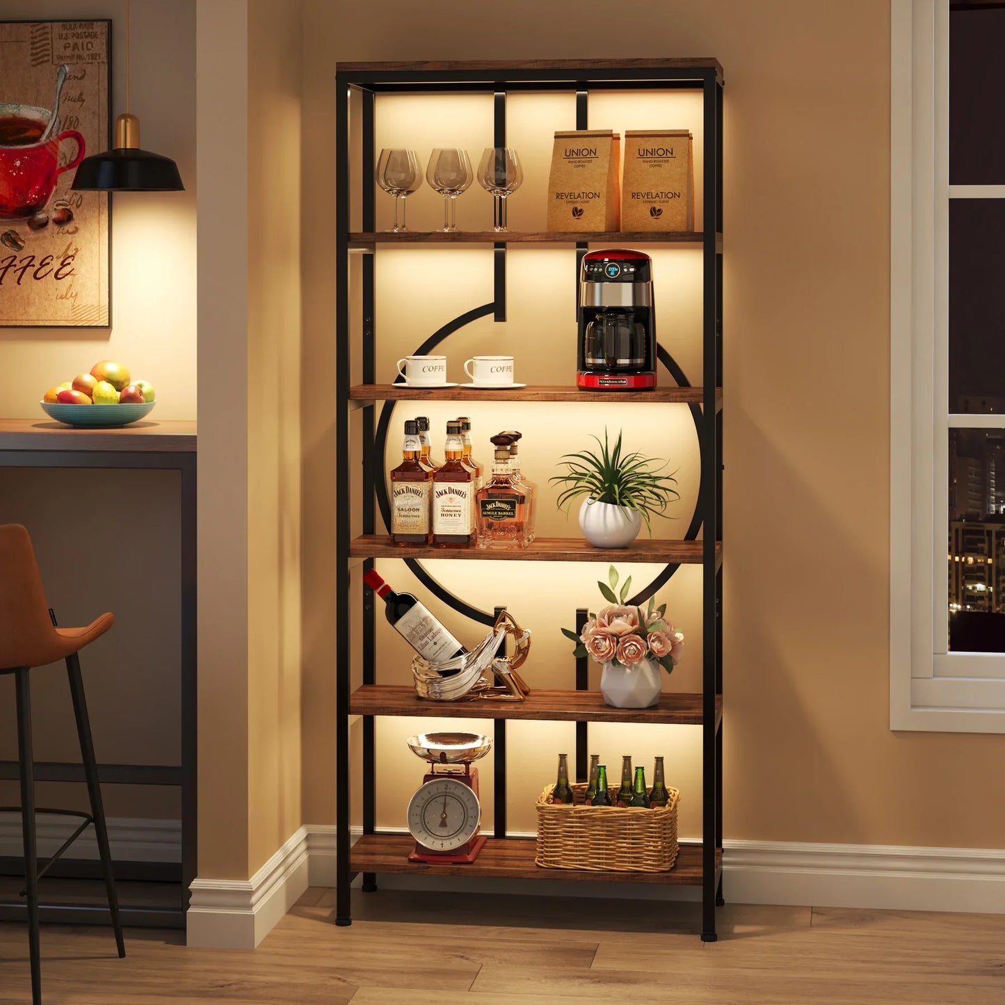 Tribesigns Industrial Bookshelf Tall 5 Tier Open Shelves Bookcase