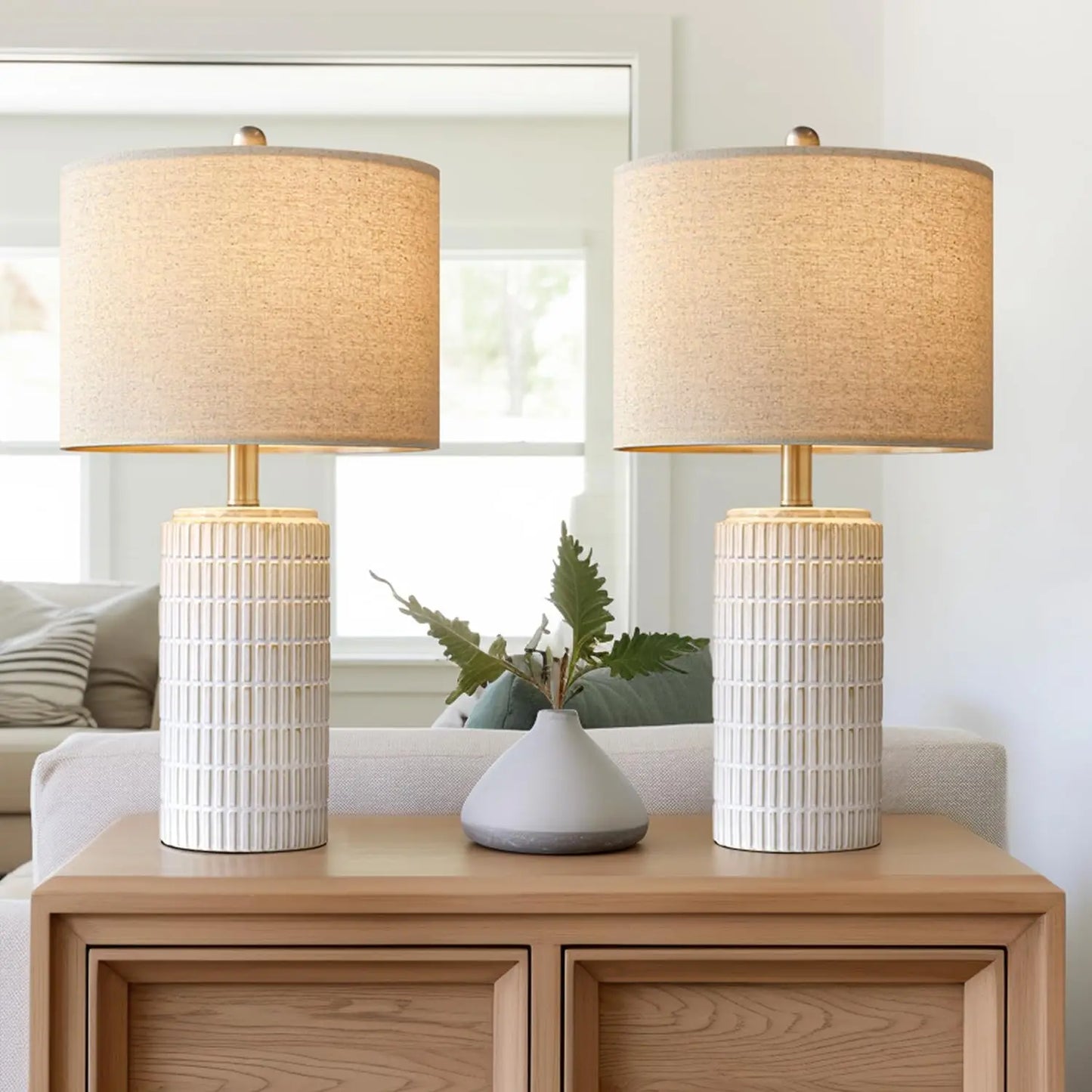 Ceramic Table Lamp Set of 2 for Living Room Illumination