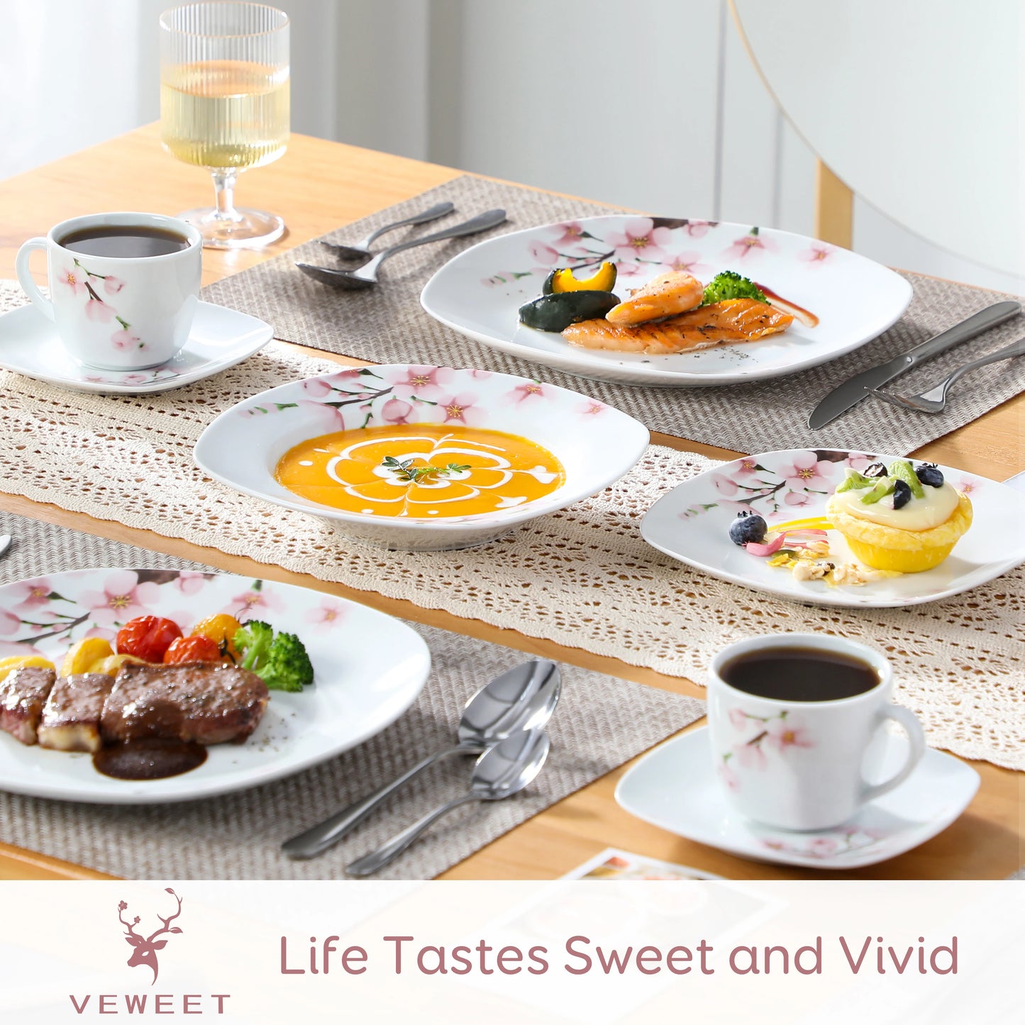 Malacasa Porcelain Dinnerware Set With Plates And Cups
