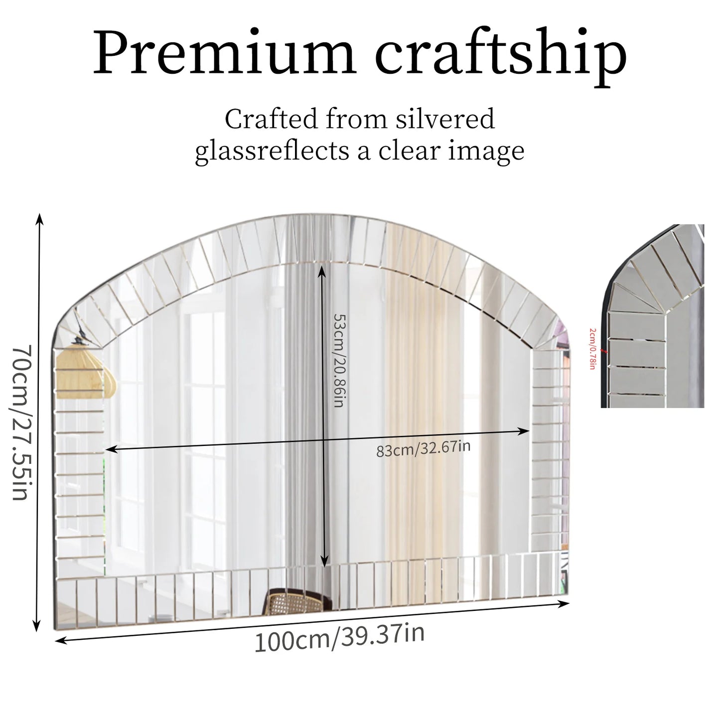 Arched Wall Mirror Venetian Accent Beveled Edge For Home Decor