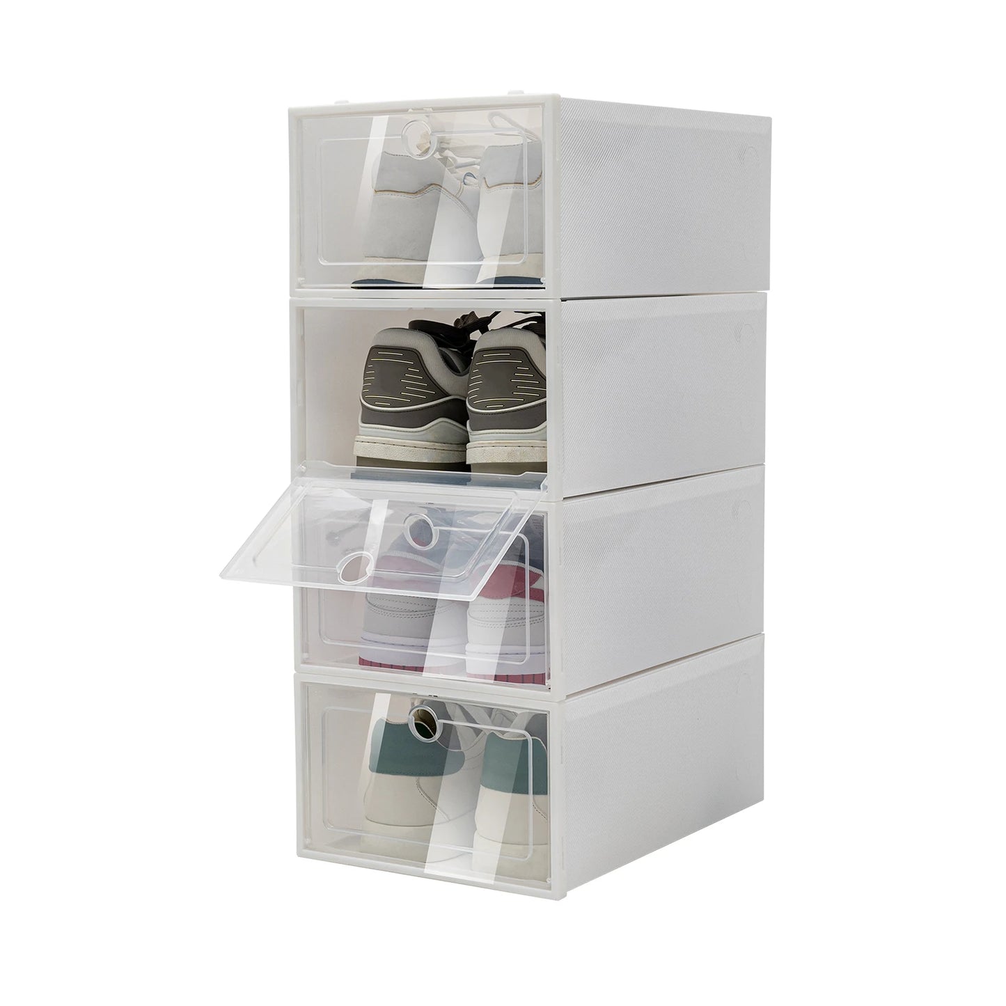 Bymaocar Stackable Shoe Boxes 24 Pack Large Plastic Organizer