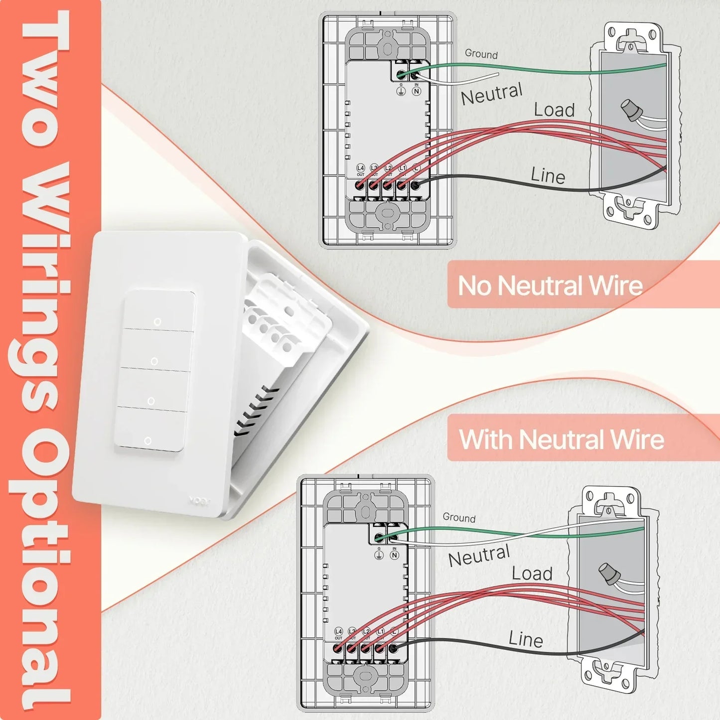 MOES ZigBee Smart Switch US Version 1to4 Gang Wall Switch