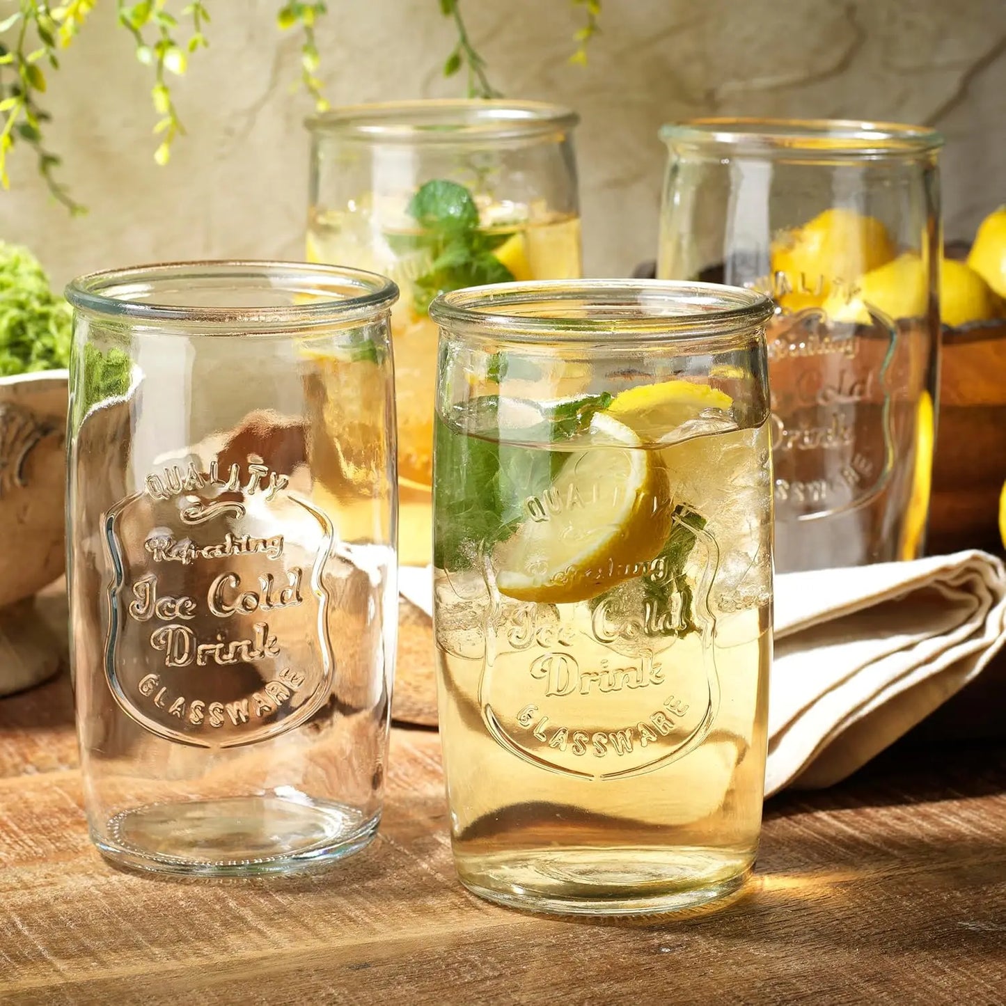 Vintage Italian Style Clear Tumbler Set of Glassware