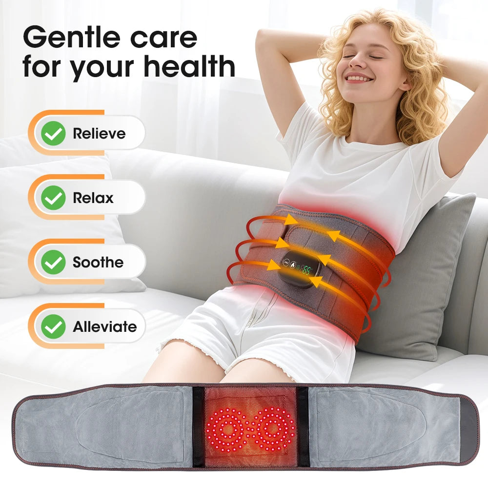 Agdoad Heating Vibration Massager Belt With Red Light Hot Compress