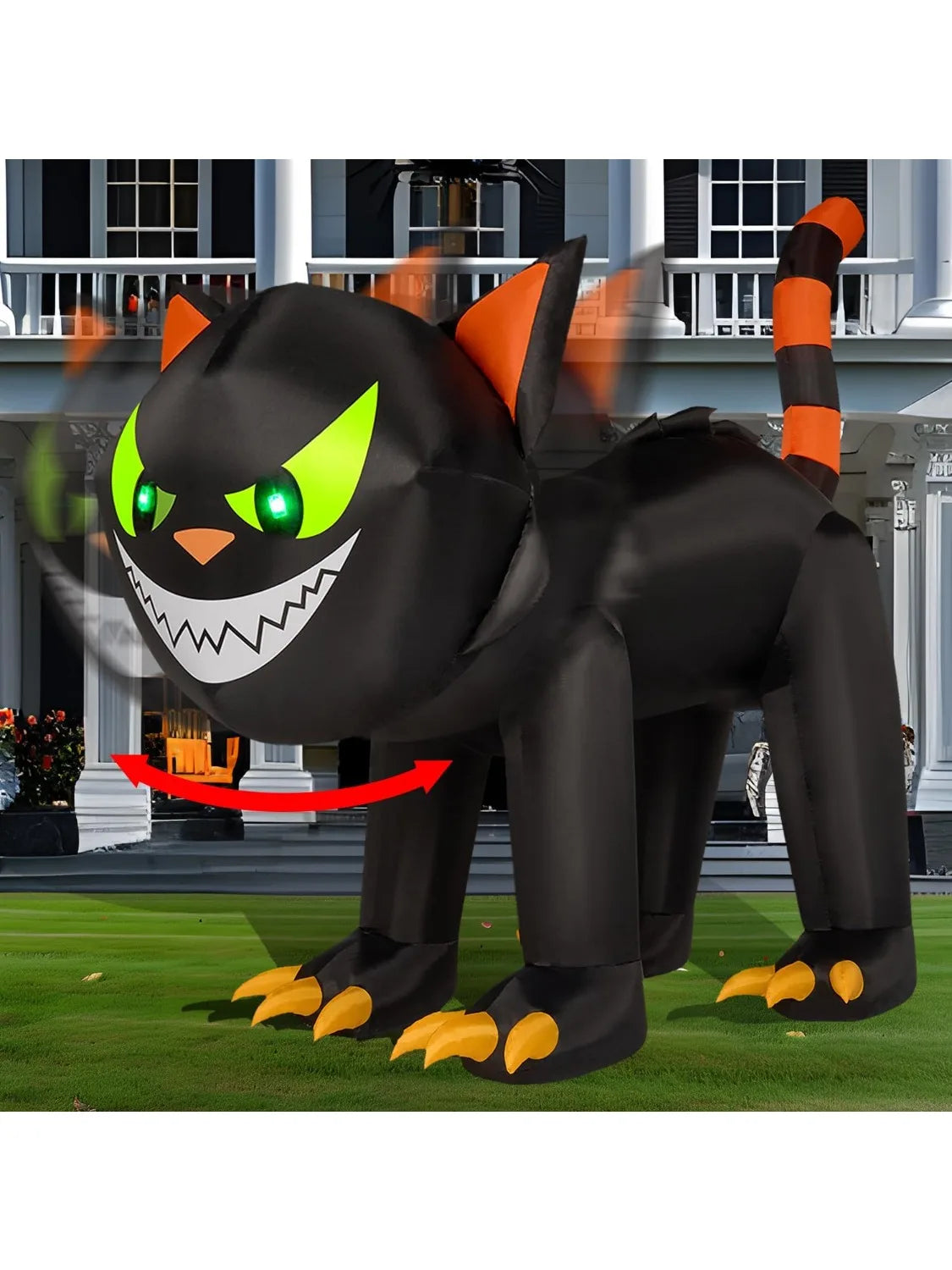 Joyfy Halloween Cat Inflatables Outdoor Decoration With Moving Head Lights