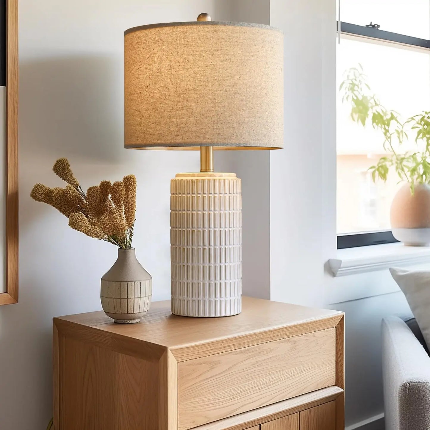 Ceramic Table Lamp Set of 2 for Living Room Illumination