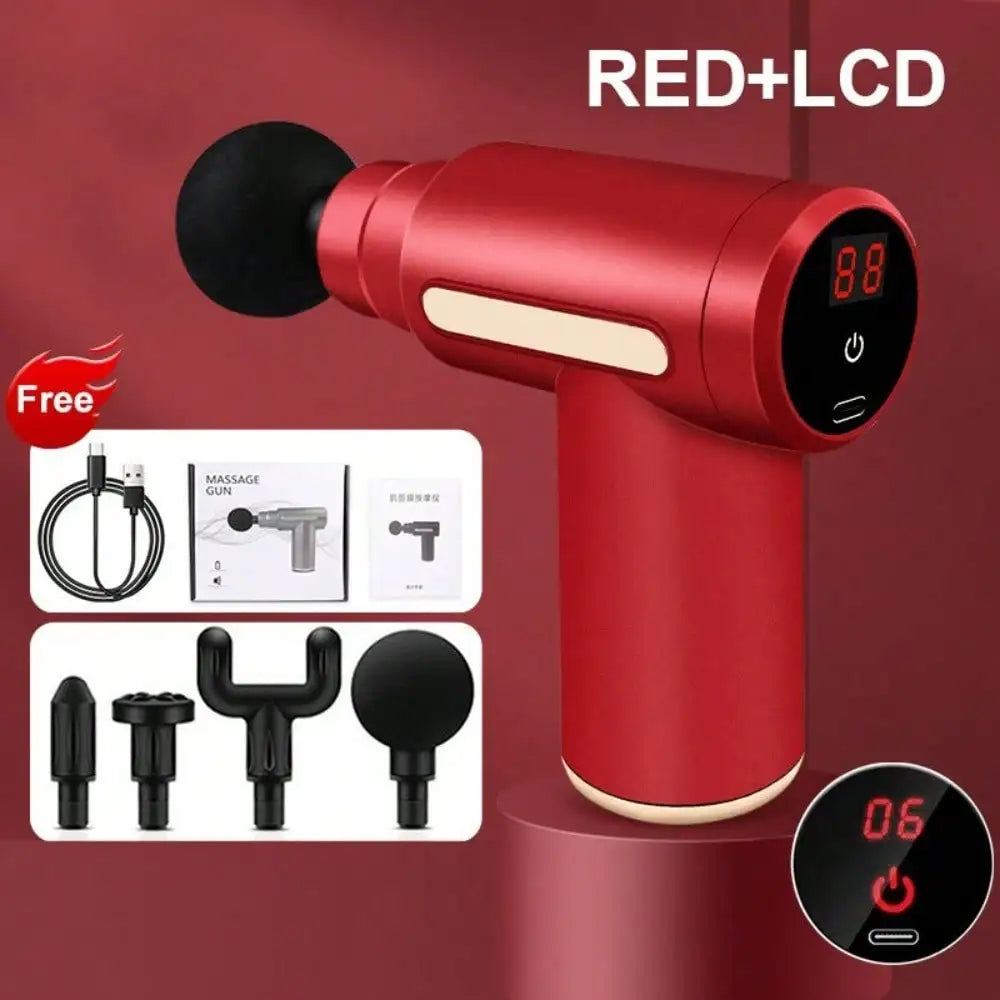 Portable USB Massage Gun with 4 Heads for Deep Tissue