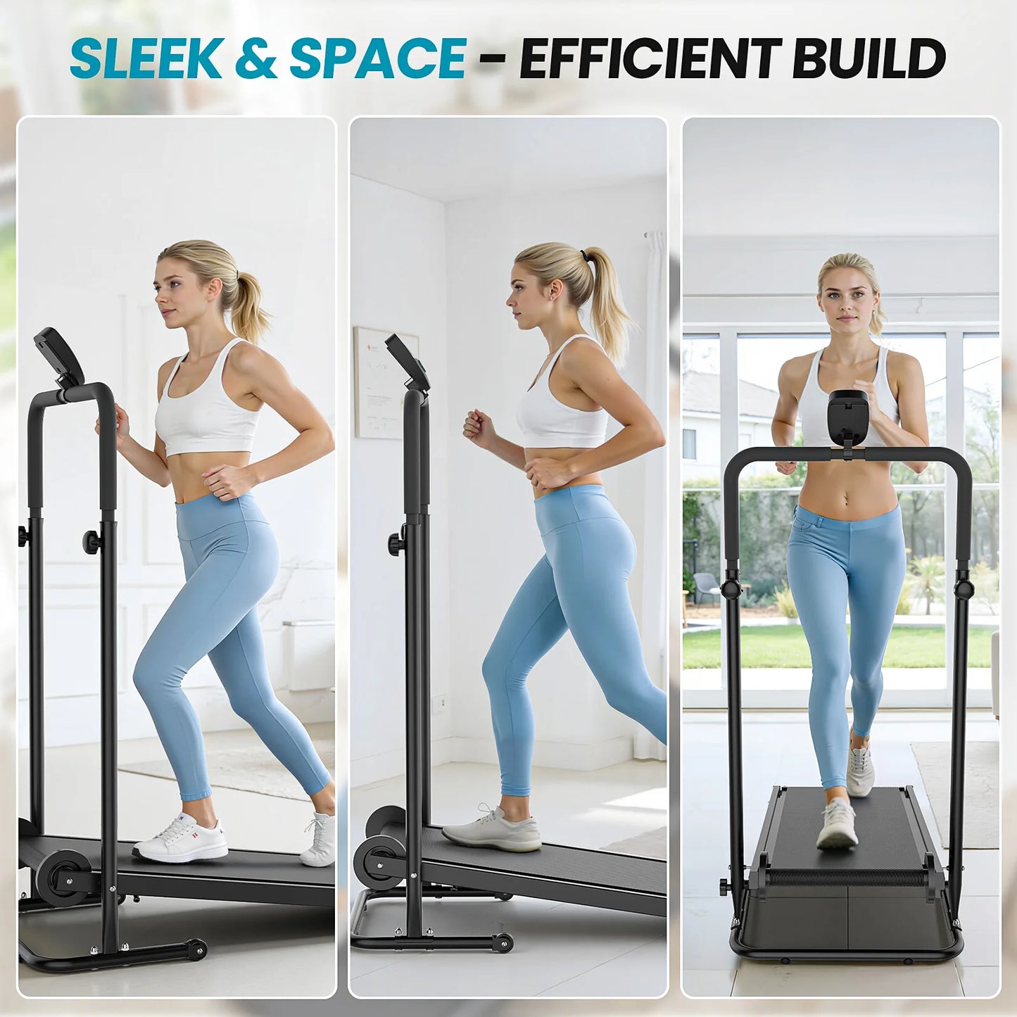 AKLUER Non Motorized Foldable Treadmill For Small Homes
