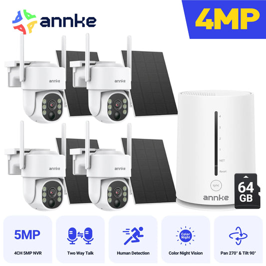 ANNKE 4MP Solar Wireless Security Cameras With 4CH NVR