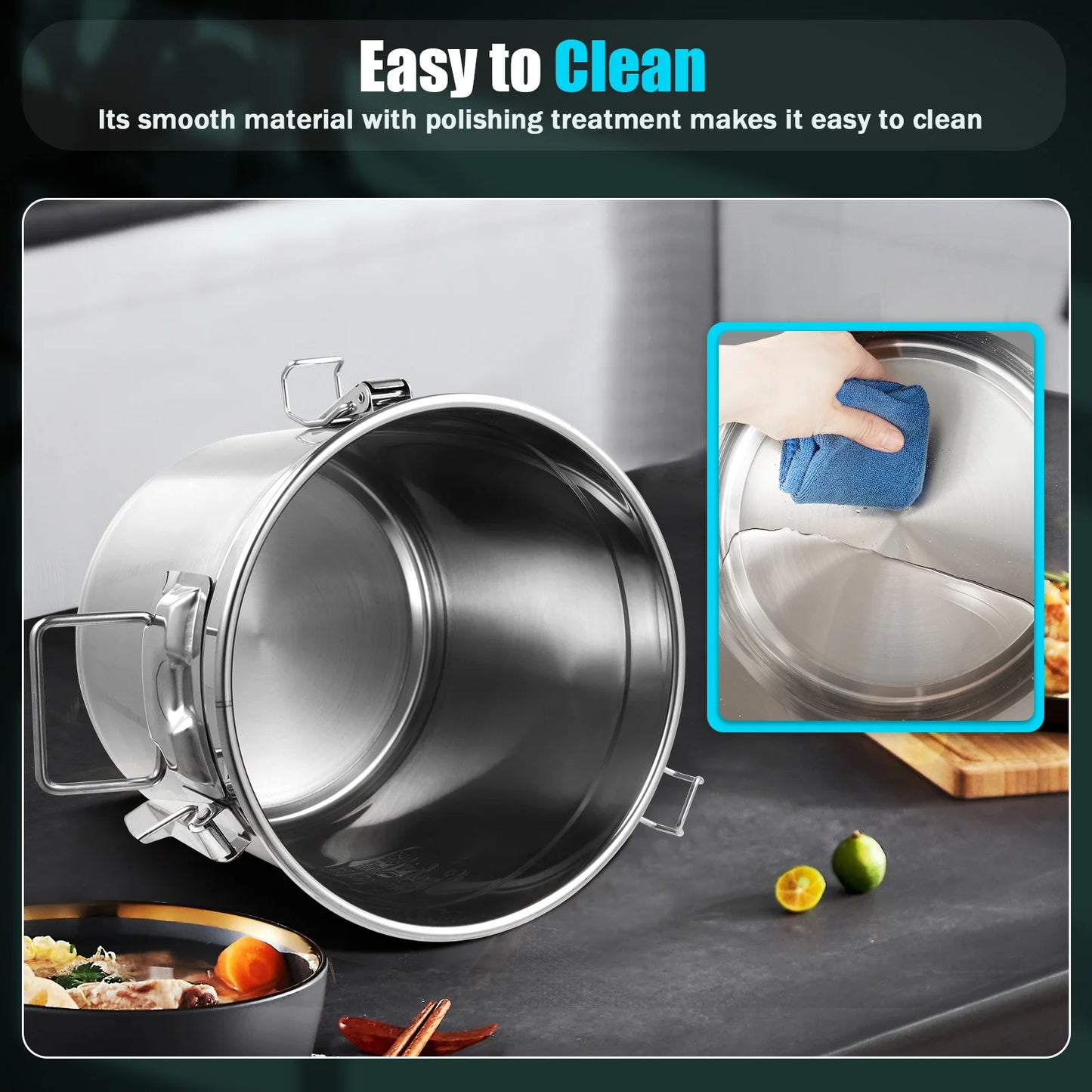 Bymaocar Stainless Steel Cereal Container Airtight Durable Storage Bucket