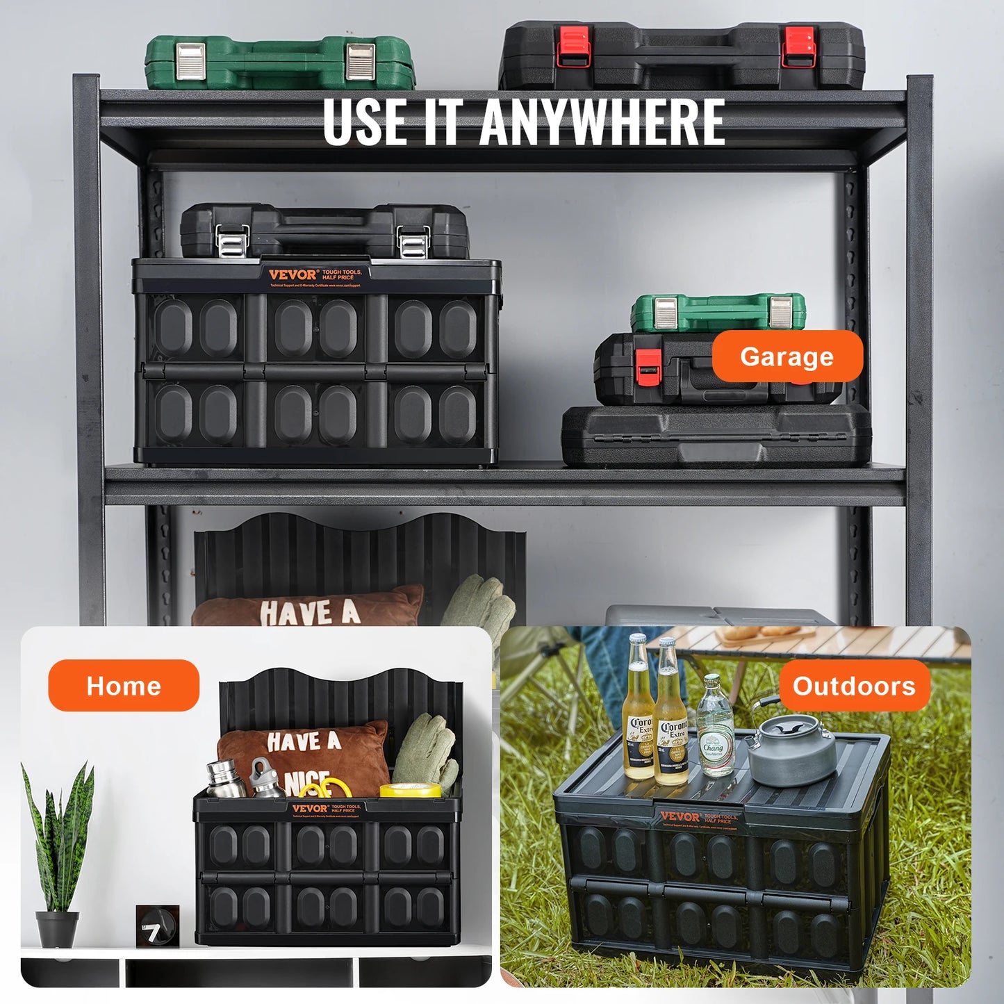 SucceBuy Three Piece Collapsible Stackable Storage Bins With Lids