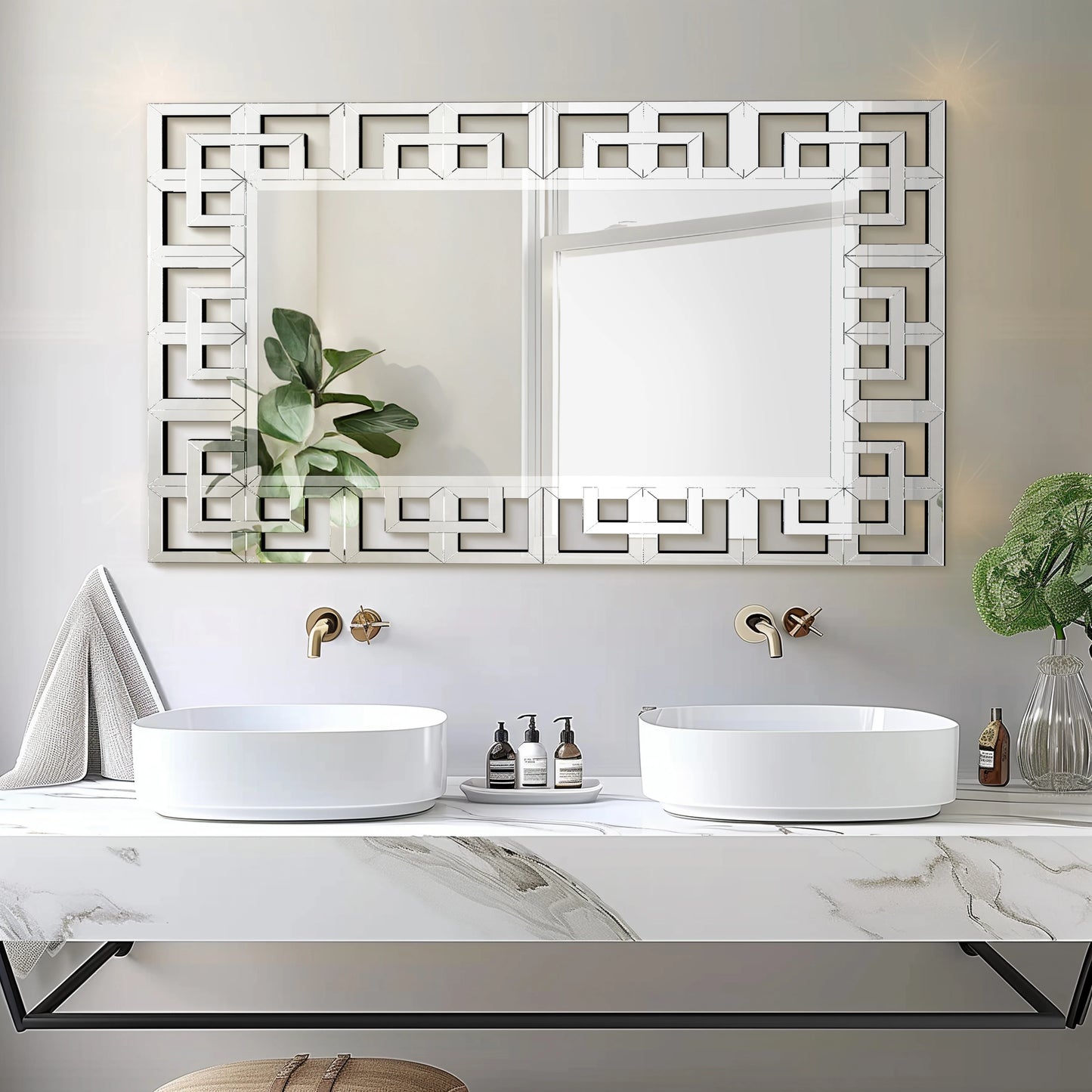 Premium Venetian Beveled Glass Wall Accent Art Mirror