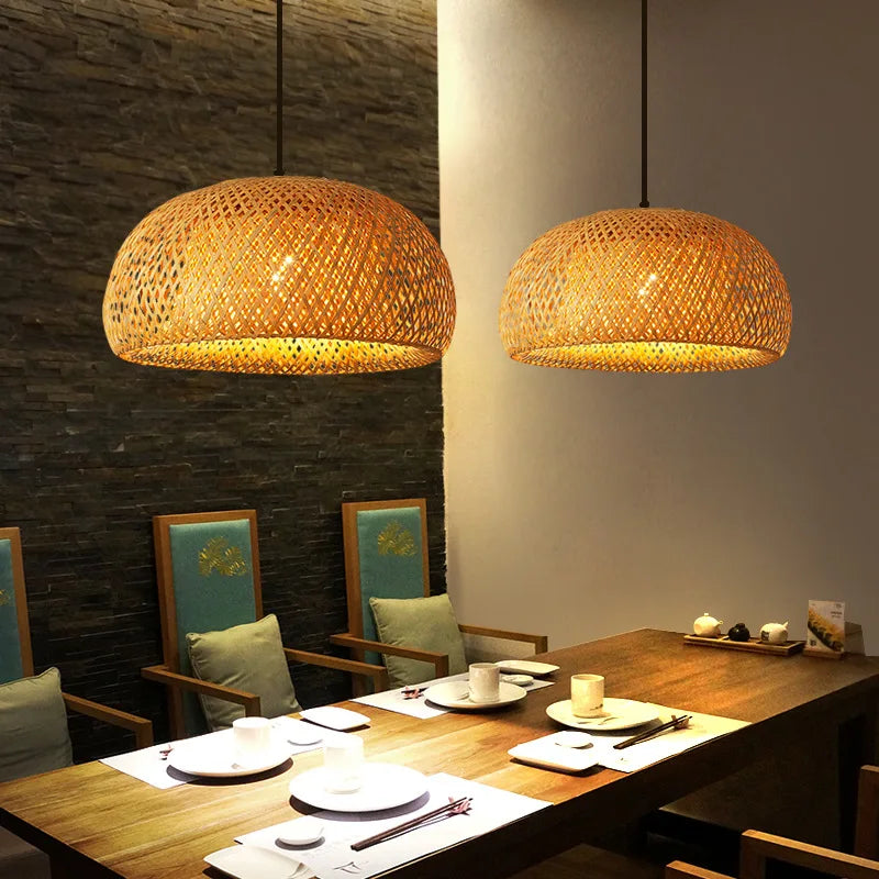 Molden Bamboo Lantern Pendant Lamp Natural Rattan E27 LED