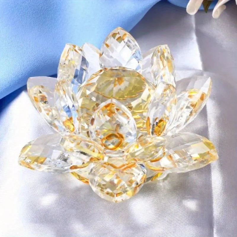 Crystal Lotus Paperweight Figurine For Home Decoration And Gifts