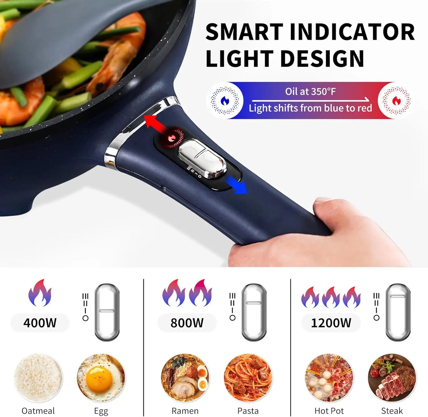 XMSJ 3L Electric Pot With Steamer Nonstick Wok 1200W