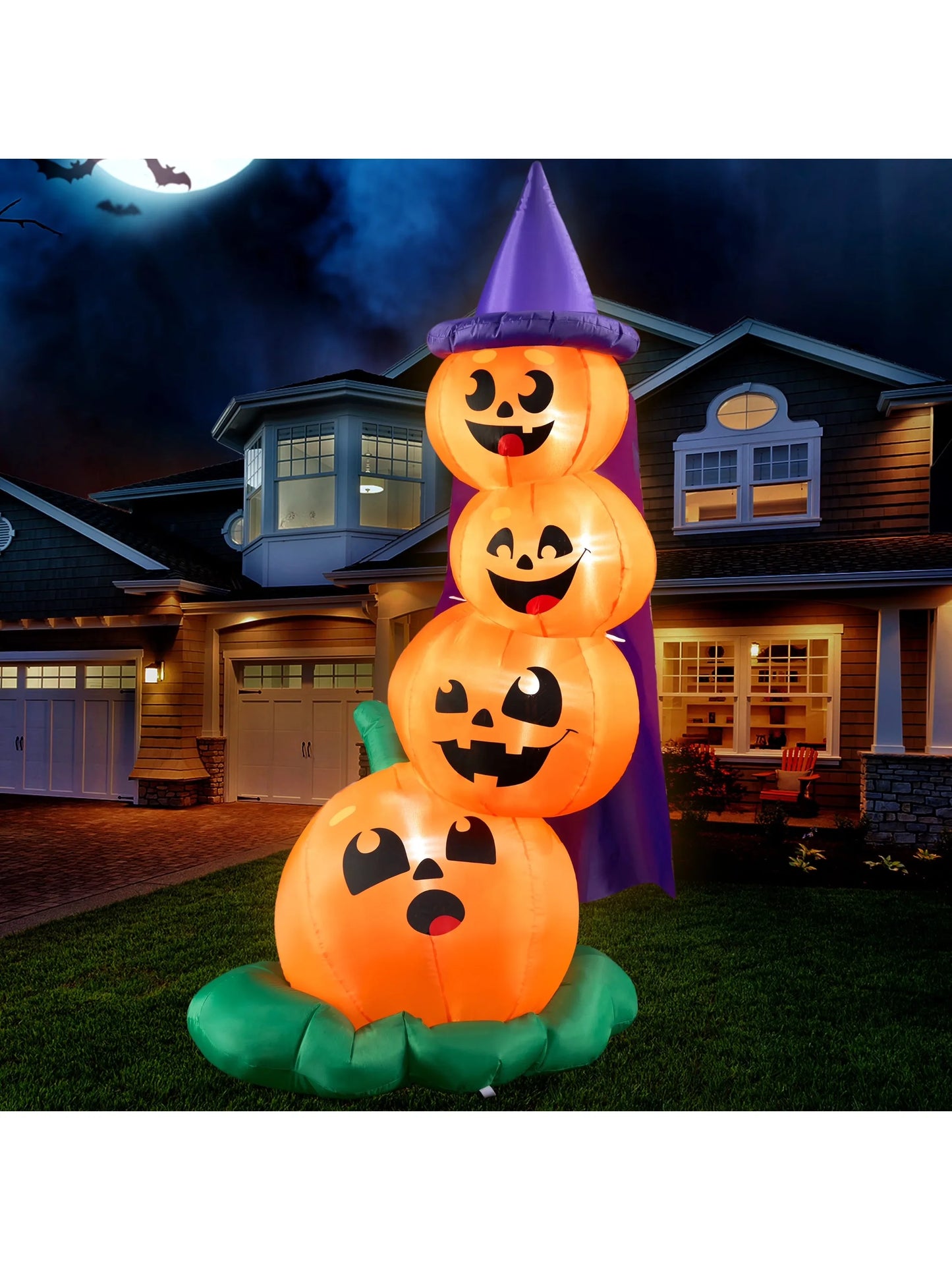 Joyfy Halloween Inflatable Stacked Pumpkins With LED Outdoor Decor