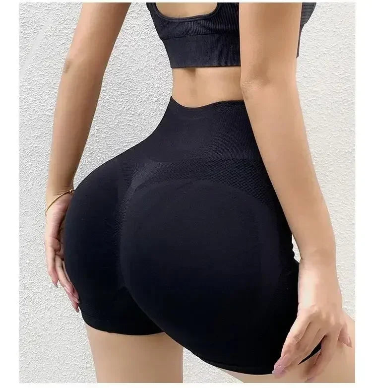Women Yoga Set With Breathable Quick Dry Seamless Sports Bra And Shorts