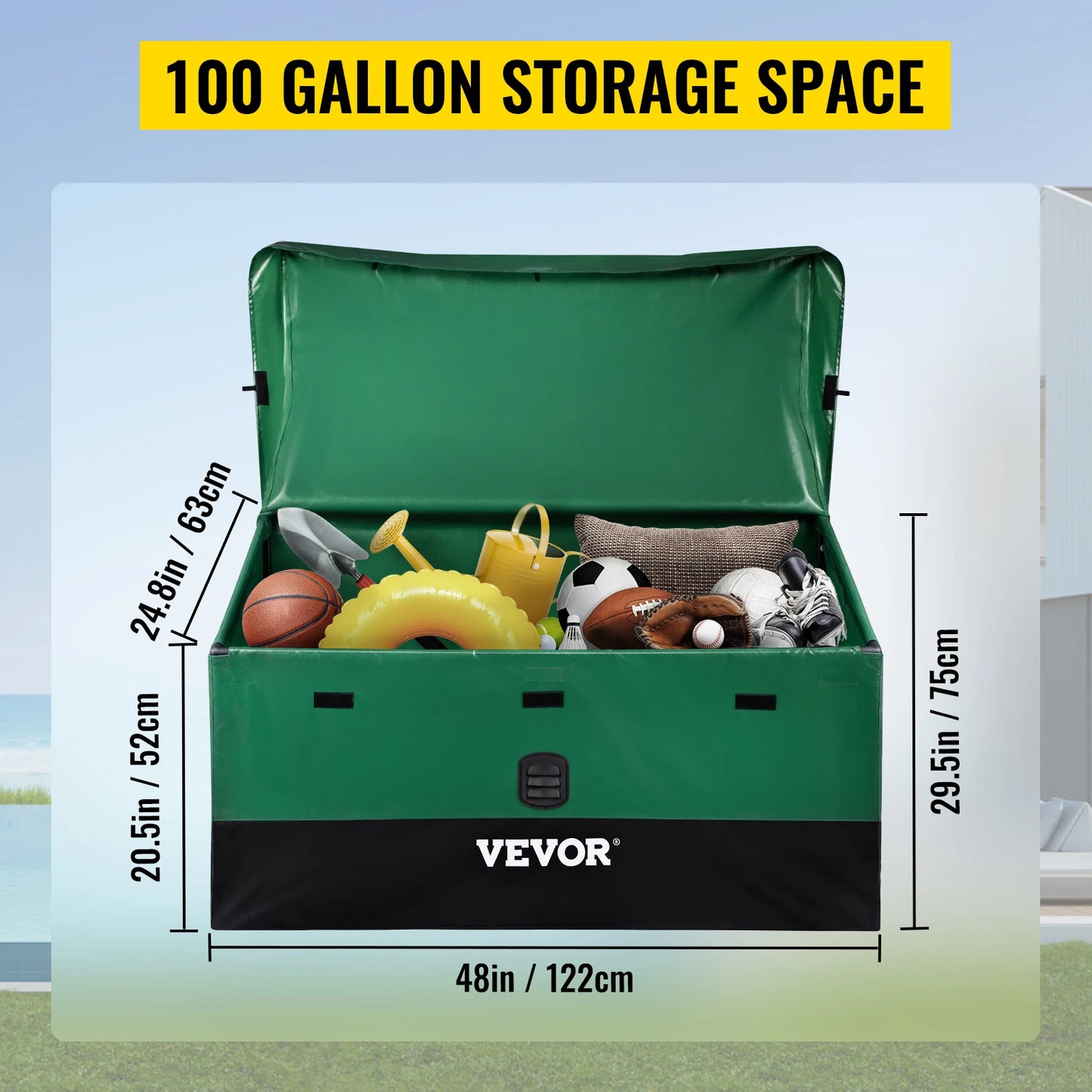 SucceBuy Outdoor Storage Box Waterproof Tarpaulin For Patio Garden