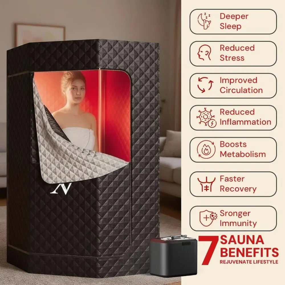 Steam Sauna With Red Light Therapy Panel For Home Spa